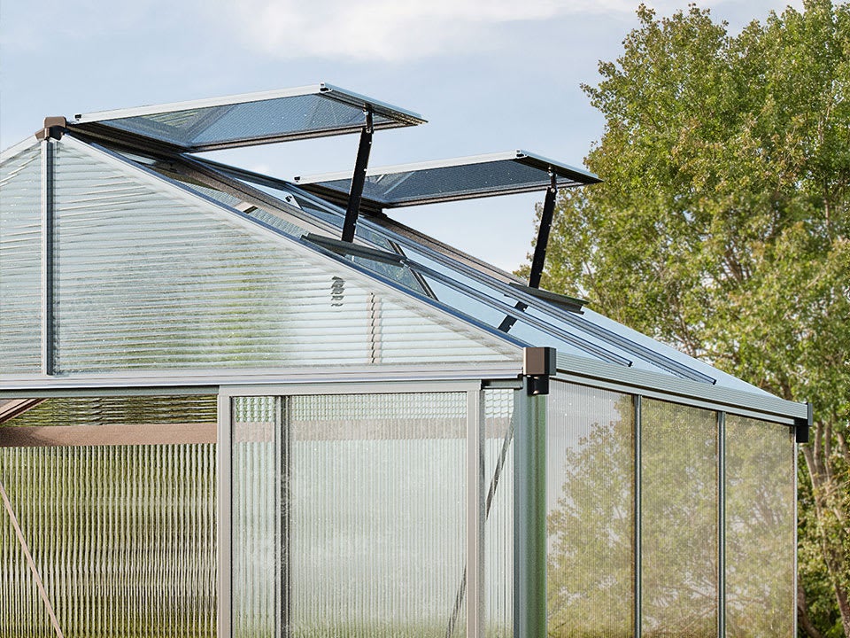 GFP Serre TITAN 24 aluminium 222x437 cm, panneaux double paroi épais 10 mm avec fenêtres supplémentaires, ouvre-fenêtre automatique - 7