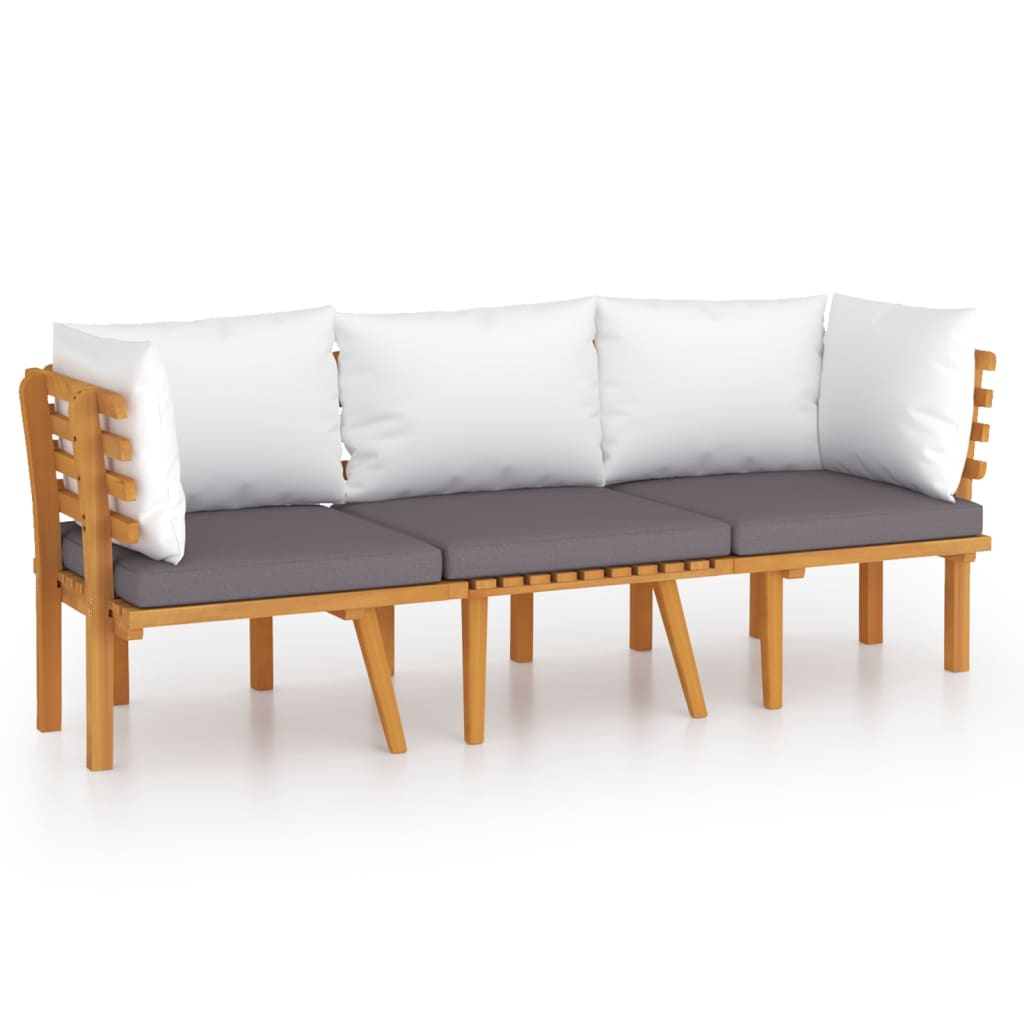 Maison Exclusive - Salon de jardin 3 pcs avec coussins Bois d'acacia massif - 9