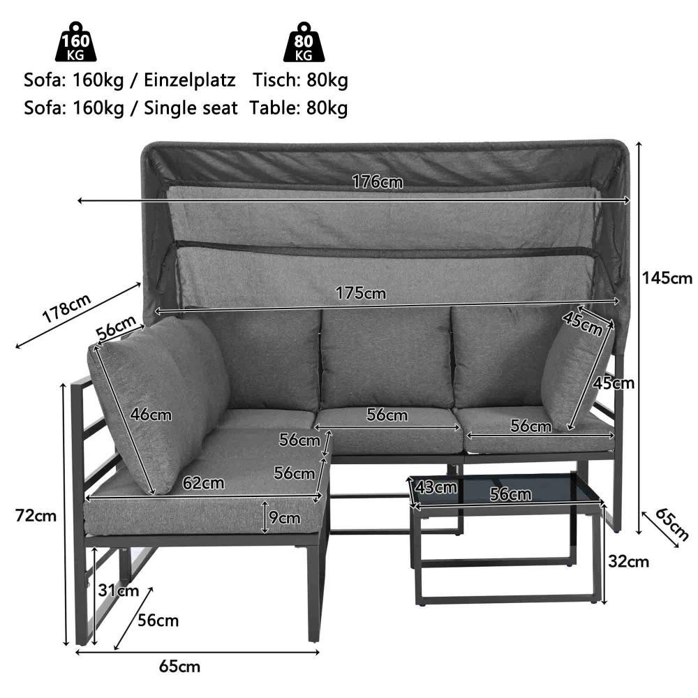 Garten Loungesessel Set, Alumini - 9