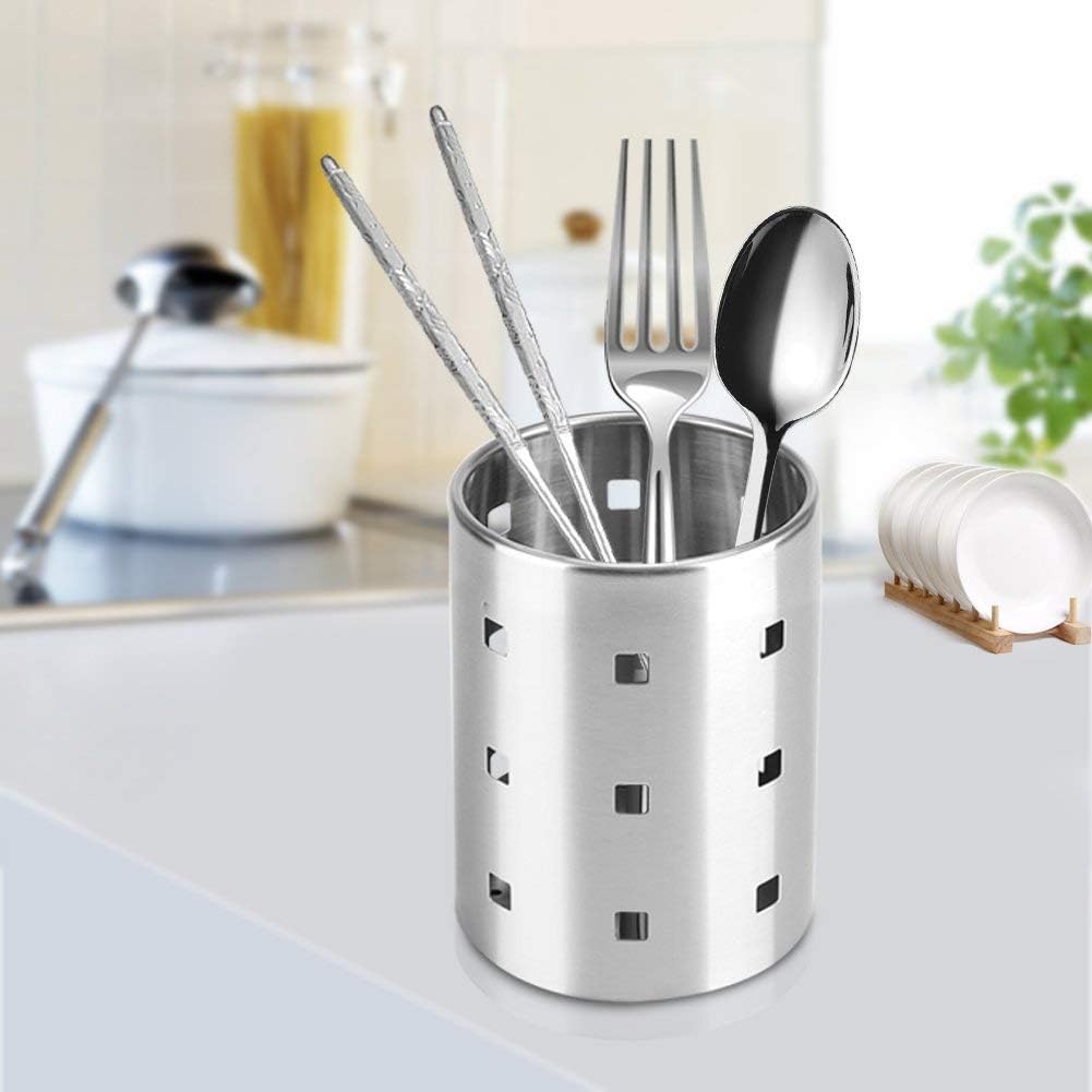 Porta Cucchiaio In Plastica Per Cucina - Lavabile In Lavastoviglie - Design Moderno Argento Con Gancio - 29,5x11 Cm - 2