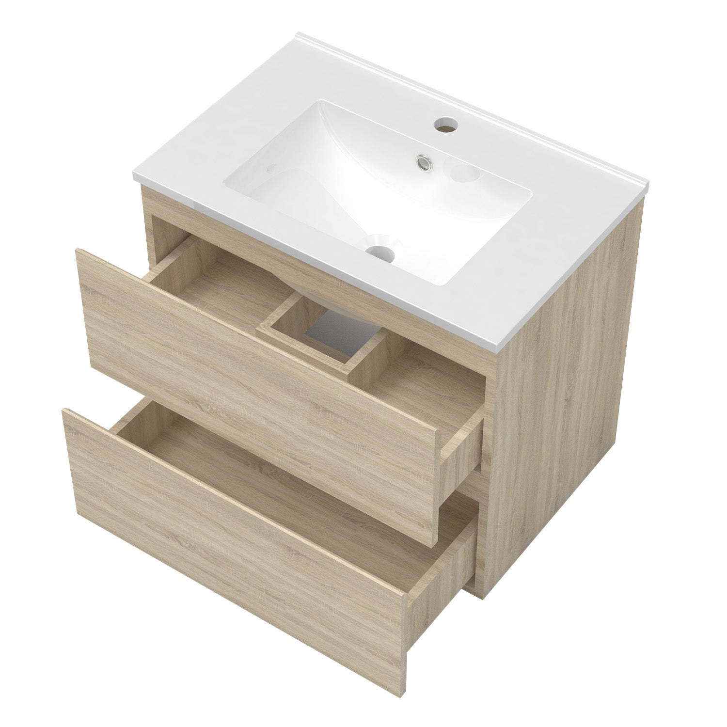 Ensemble meubles simple vasque 80cm，colonne + miroir lumineux Chêne Wotan - OCEAN - 2