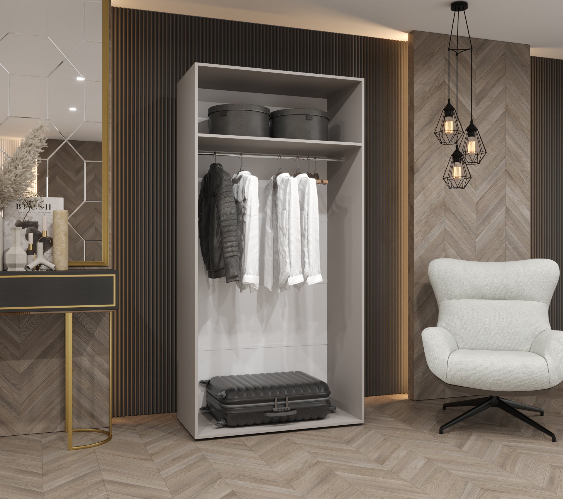 Szafa uchylna otwierana Marbella 2 100 x 52 x 202 cm biały + u. czarny Abiks Meble - 3