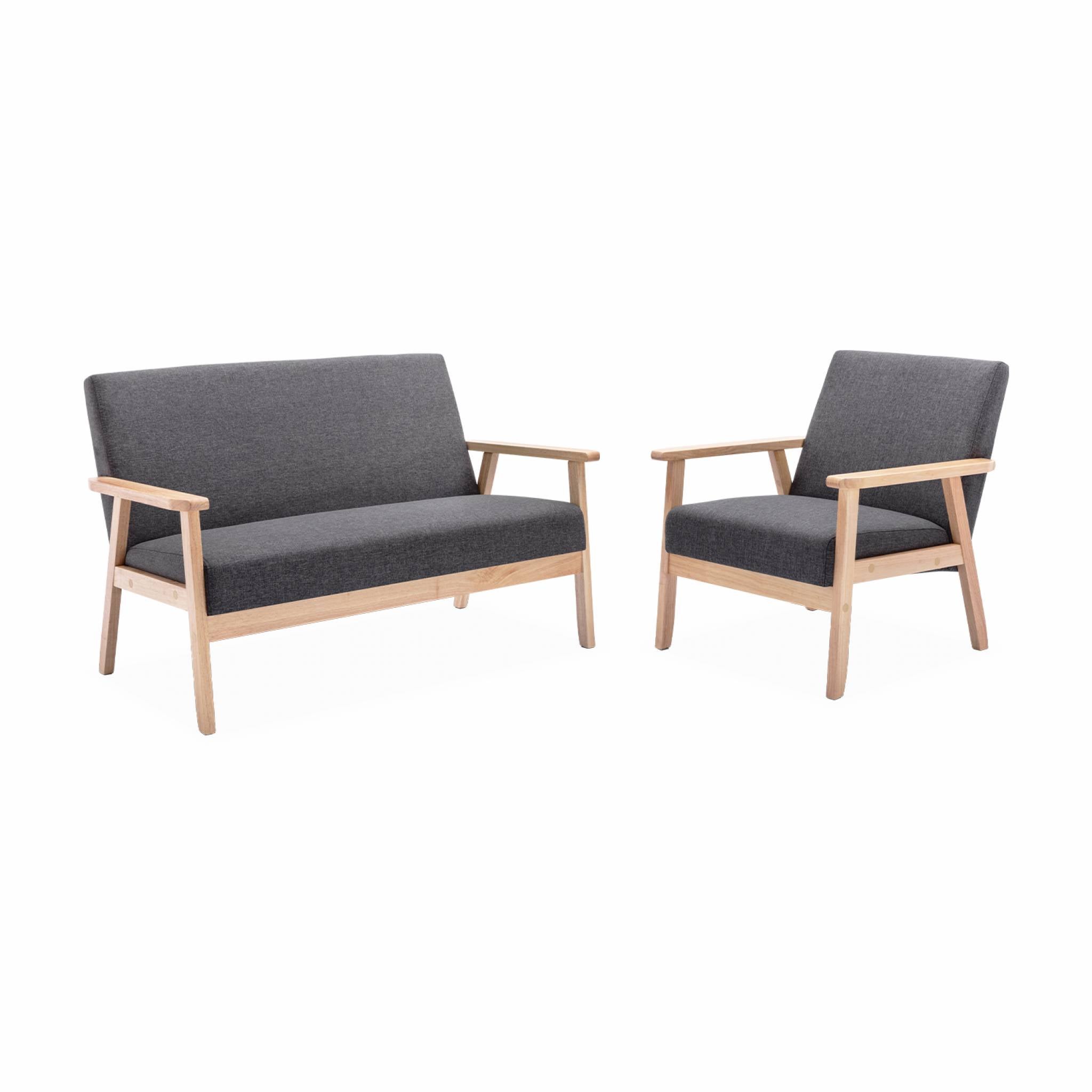 Fauteuil scandinave en bois et tissu gris foncé. Isak. L 64 x P 69.5 x H 73cm ISAK - 6
