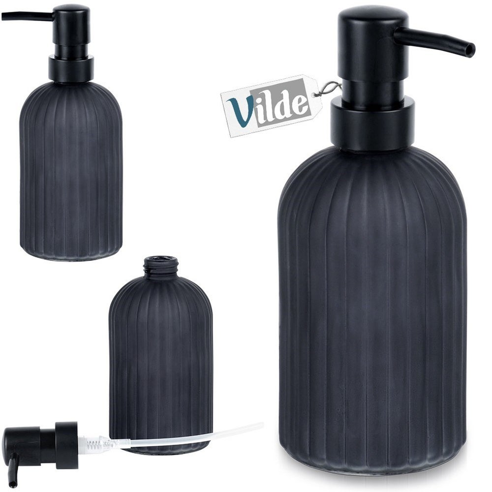 Dozownik do mydła szklany czarny 400 ml - 8