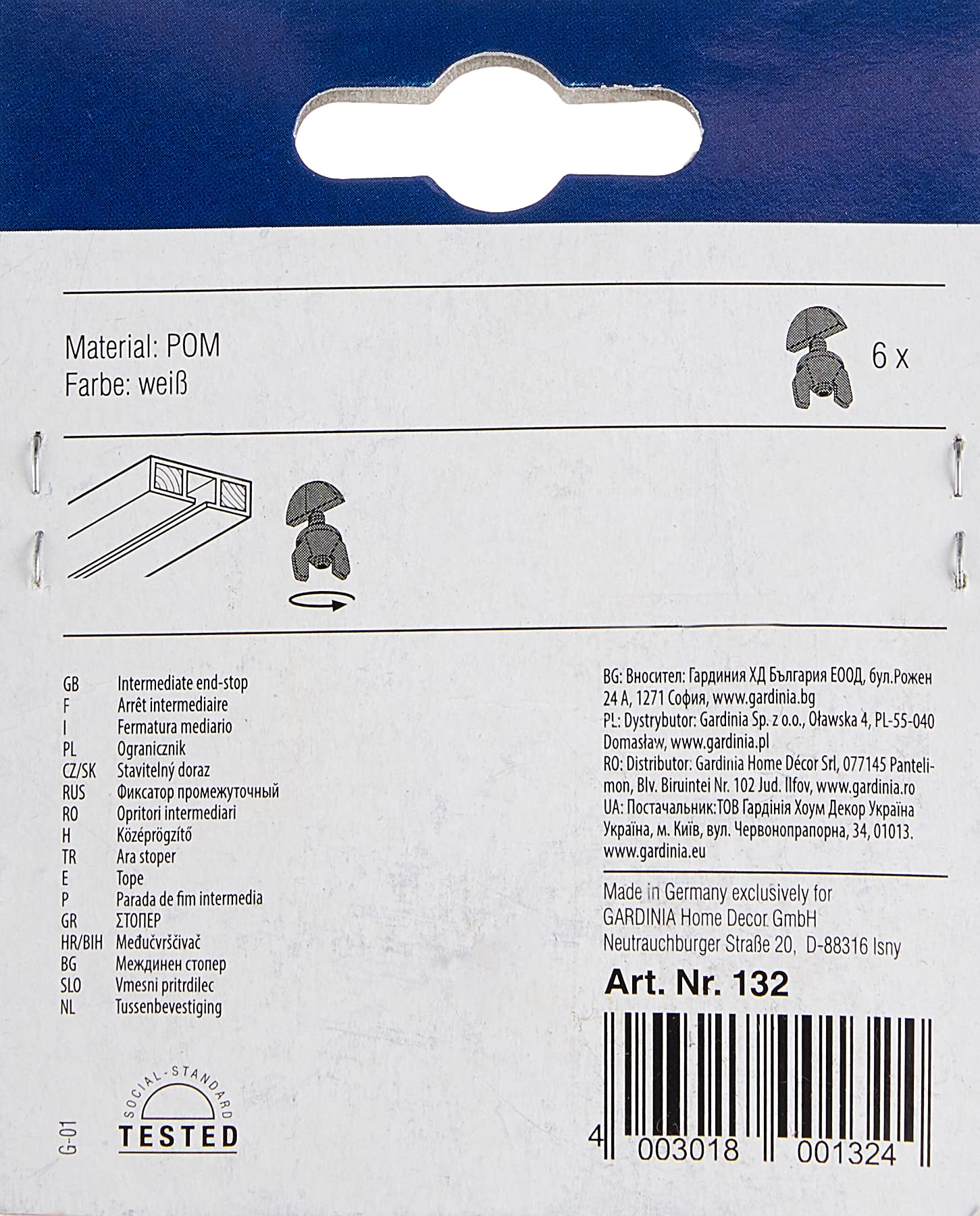 Fermo-Corsa Per Binari A U Gardinia - Confezione Da 6 Pezzi In ABS Bianco, Per Bloccare Tende - Foto 12