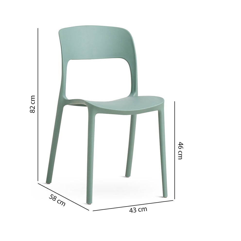 Lot de 4 Chaise de jardin sans coussin Barbara en Polypropylène Vert - 6