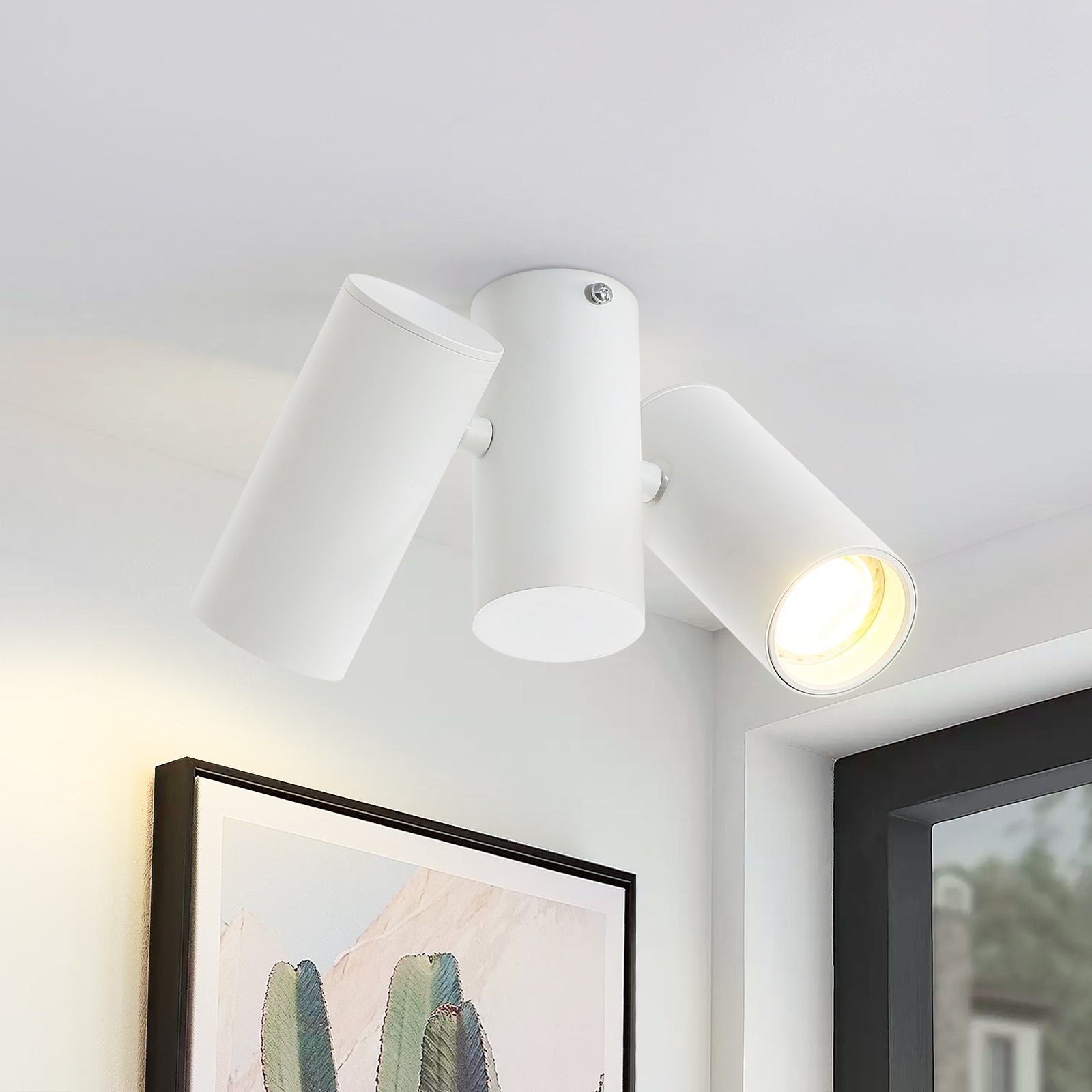 Faretti Da Soffitto Orientabili Aipsun - 3 Luci GU10 - Bianco - Regolabile 320° - Per Interni Moderni - Foto 4