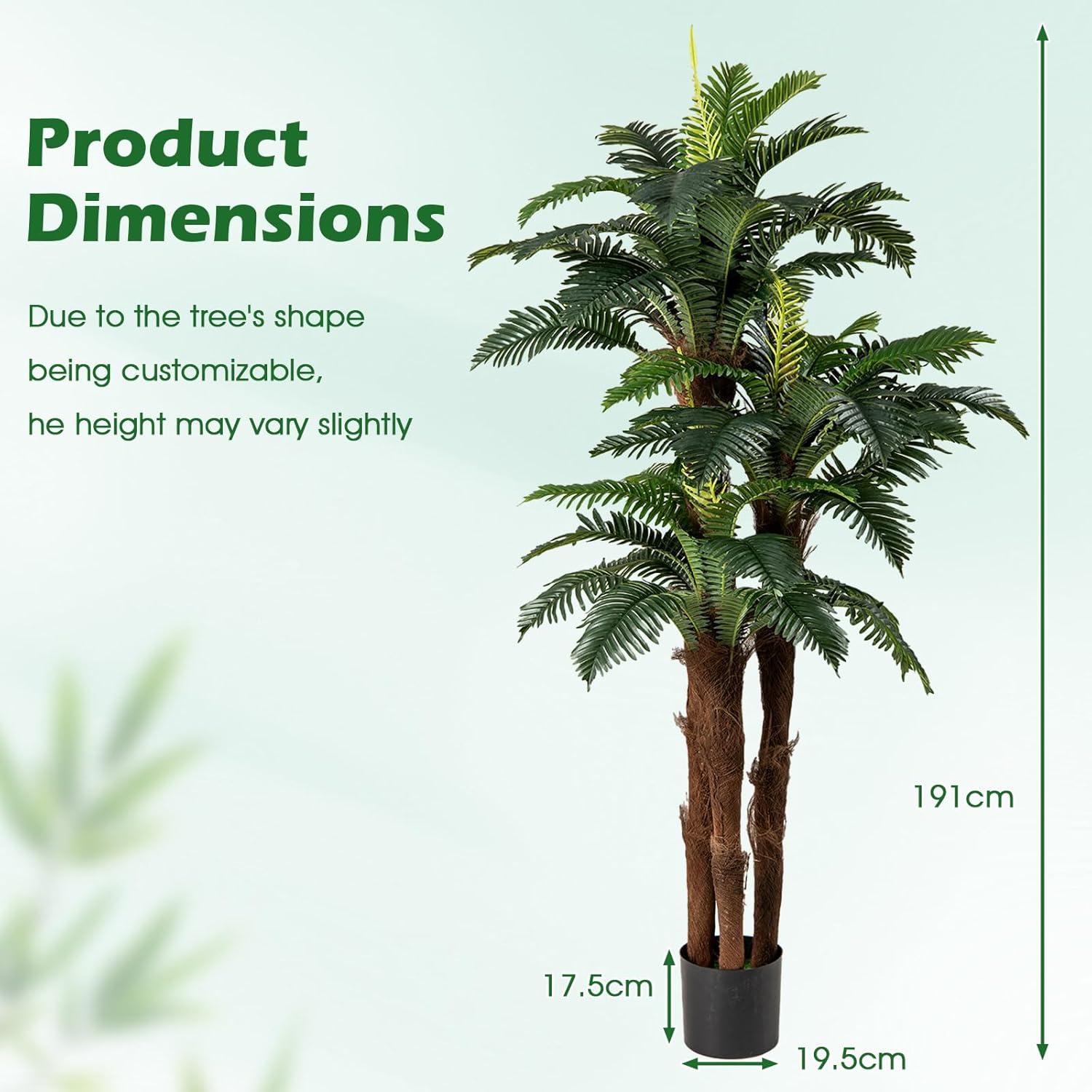 Conjunto de 2 Palmeiras Artificiais, Altura 1,9 m, Planta Tropical Artificial com 45 + 3 Folhas Ajustáveis, 3 Baús e Vaso de Flores, Planta Artificial - 6