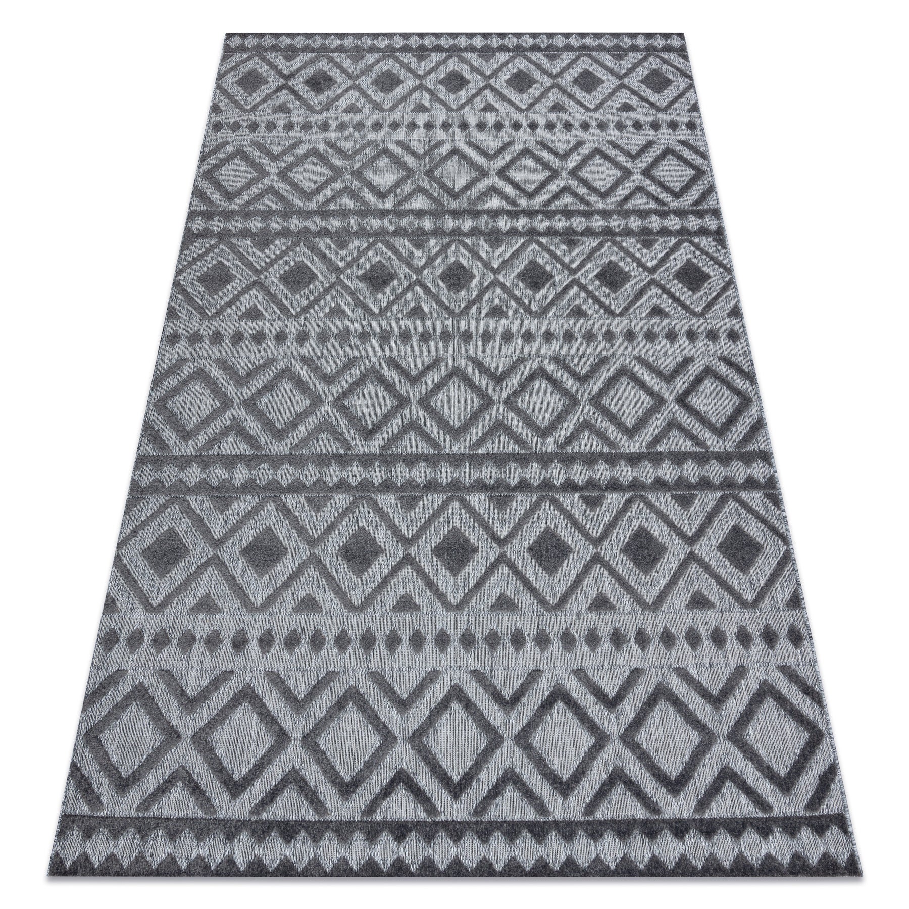Dywan Strukturalny SOLE D3852 Boho, romby - płasko tkany szary 180x270 cm