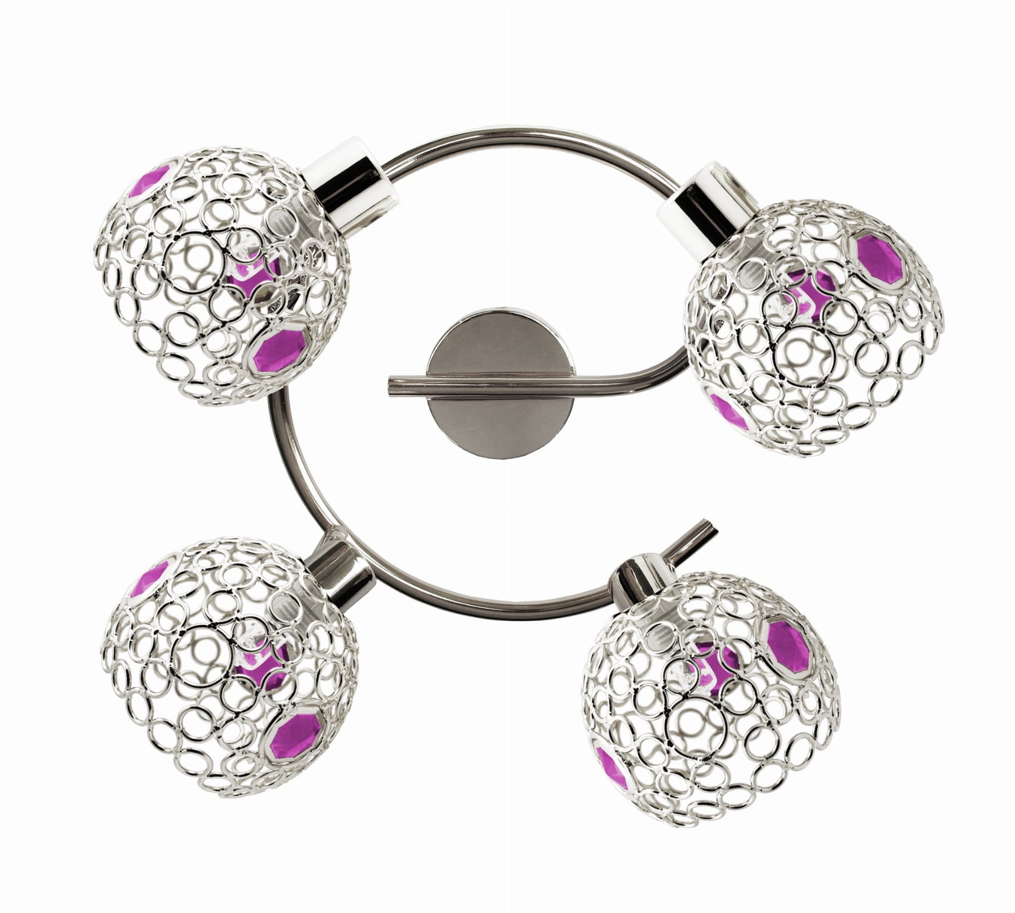 Lampa sufitowa wisząca Aron chromowana fioletowa 4xG9x40W wym: 17 x 44 x 44 cm metal Candellux