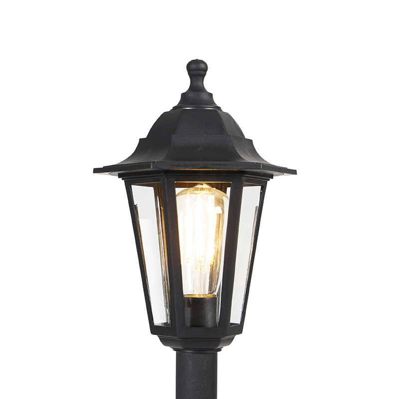 Qazqa classic-antique lanterne extérieure pour jardin - New Haven - noir, max. 15w, e27, 122cm, IP44 - 6