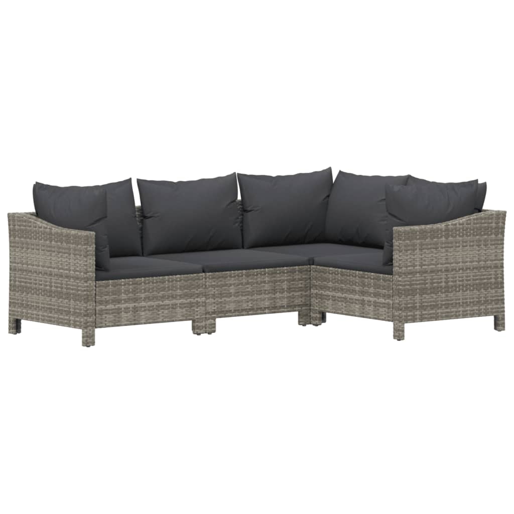 The Living Store - Salon de jardin 8 pcs avec coussins Gris Résine tressée - 5