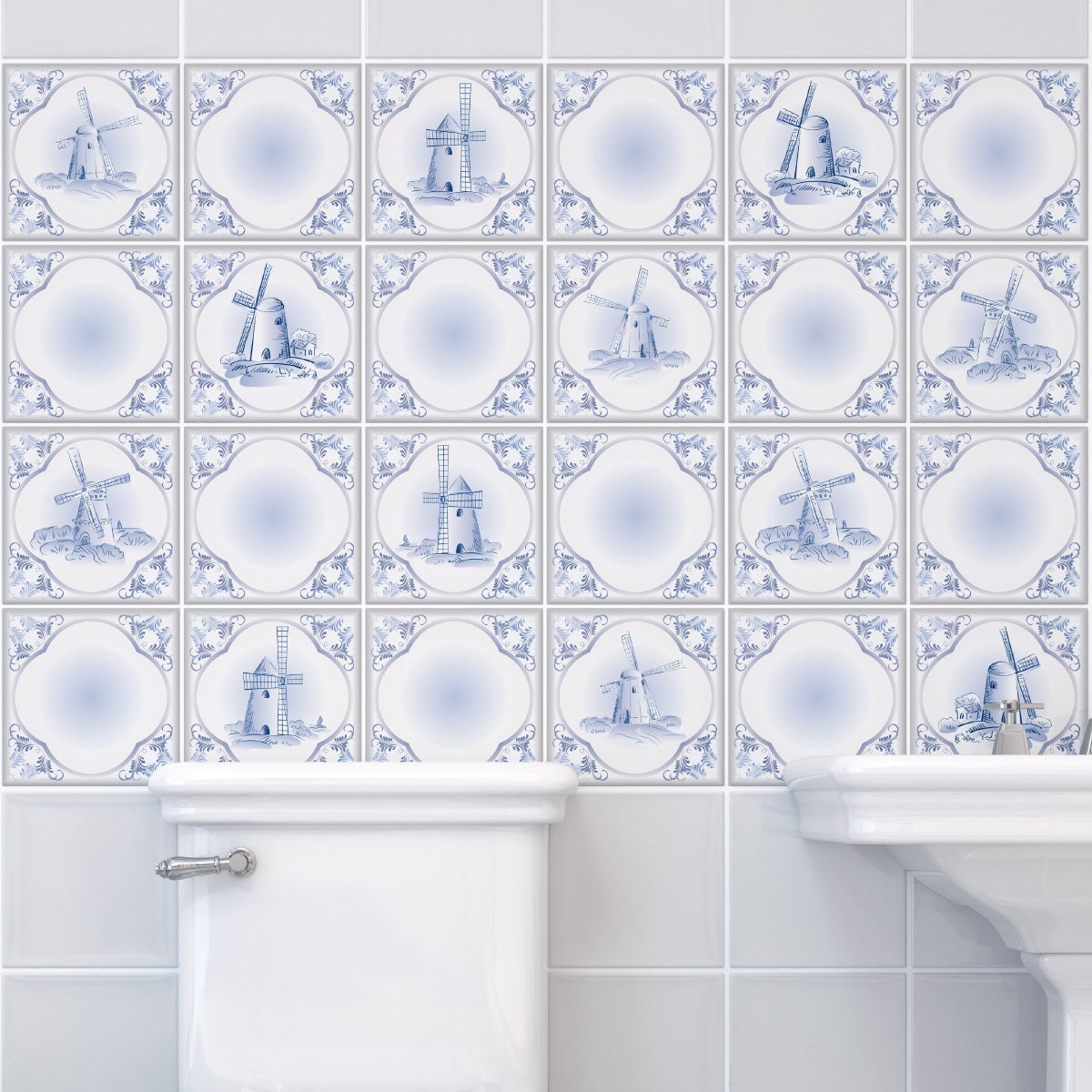 24 adesivi piastrelle di cemento delft Zandvoort - Sticker adesivo - adesivi murali - 24stickers20x20cm - 4
