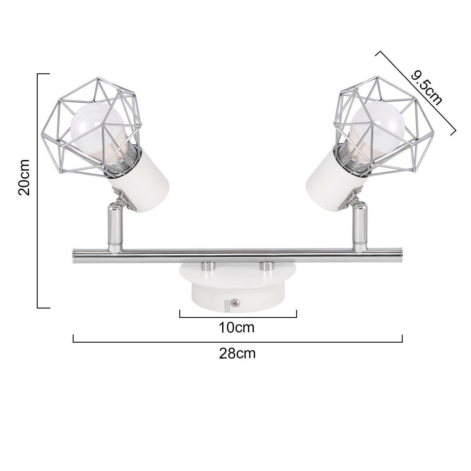 NETTLIFE 2 Focos de Techo Giratorios Interior Blanco Industrial Metal E14 Regulable 350° para Oficina Guardarropa Pasillo Baño - 7