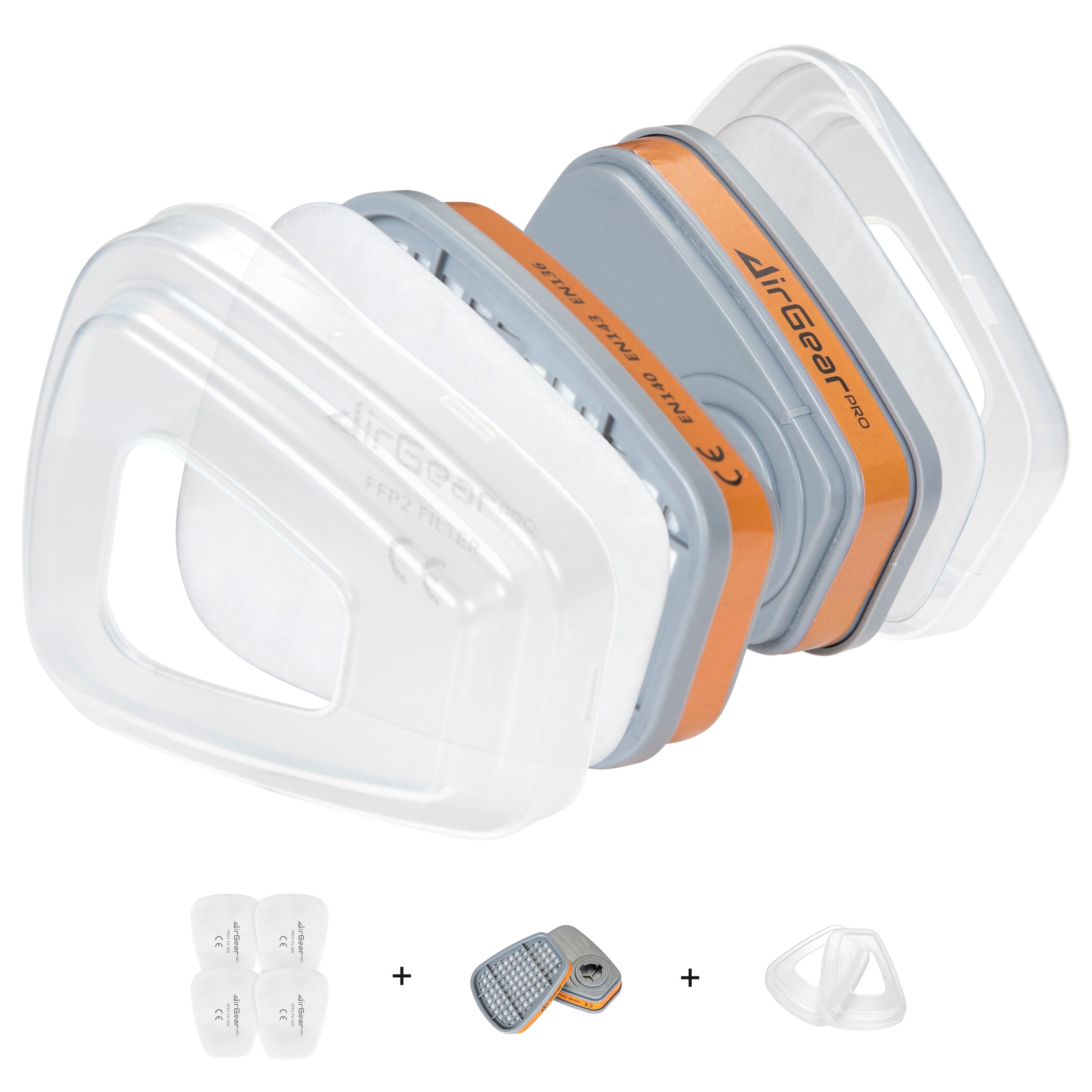 AirGearPro M-500 Respirator Mask with Filter ABEK1-P2 Gas Mask Dust Filter for Painting, Working, Grinding, Fine Dust
