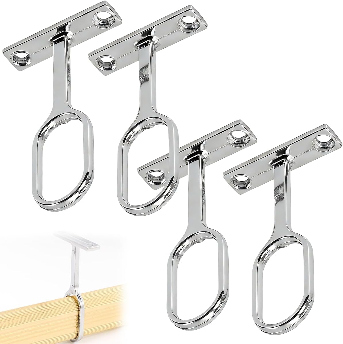 4Pcs Support Tringle Penderie Métal, Barre Dressing Pour Rideau Et ...