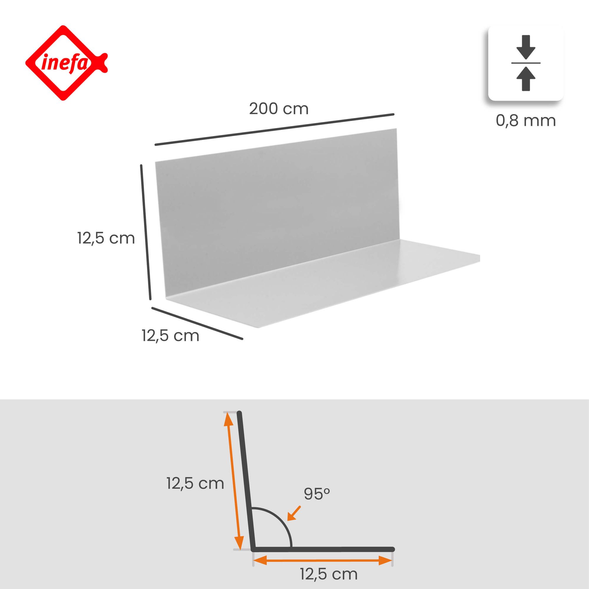 INEFA Chapa angular telhado sem quebra-água alumínio 200cm Prata - 2