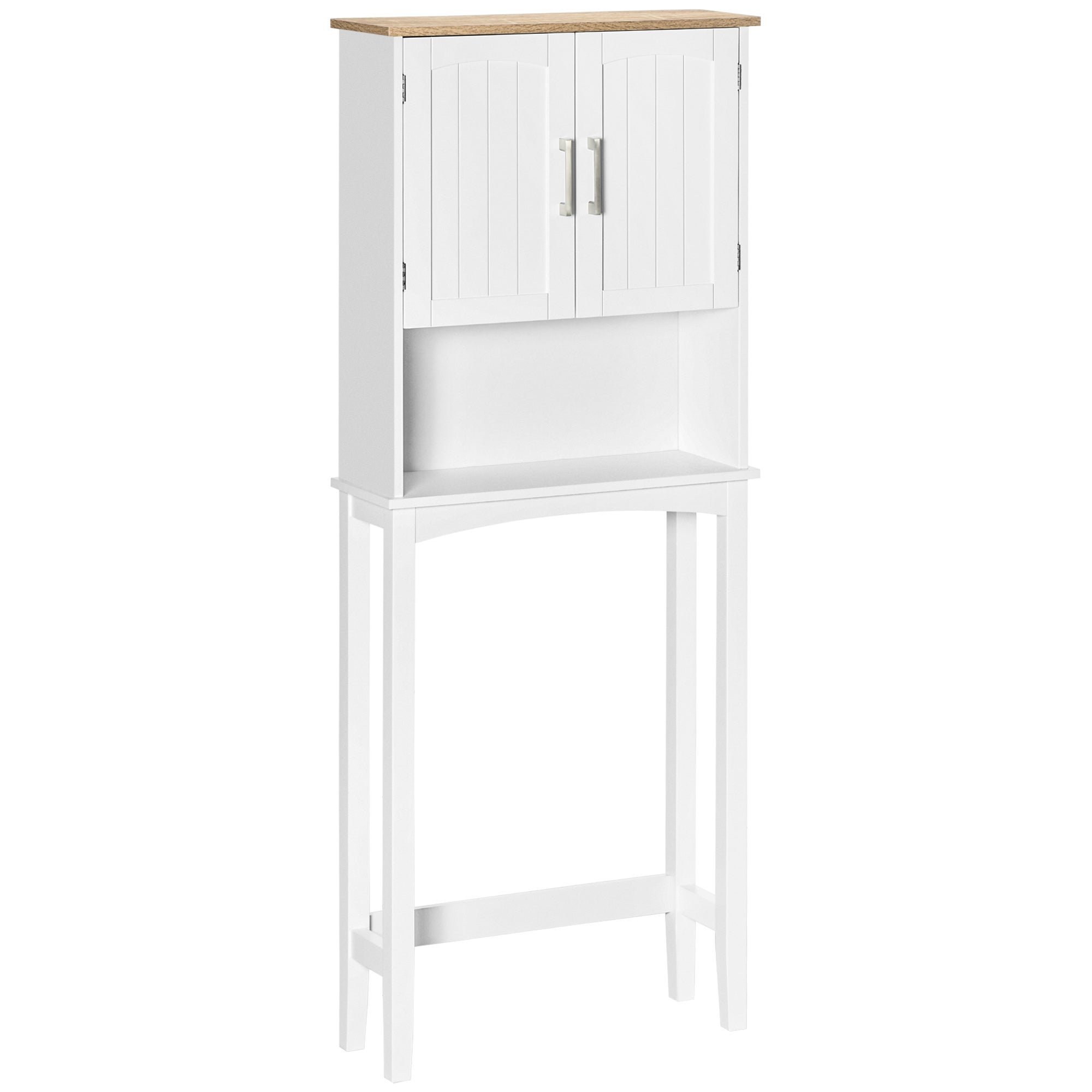 Armario de pared, mueble alto para inodoro con estante interior ajustable para wc, 64x22x165 cm, blanco.