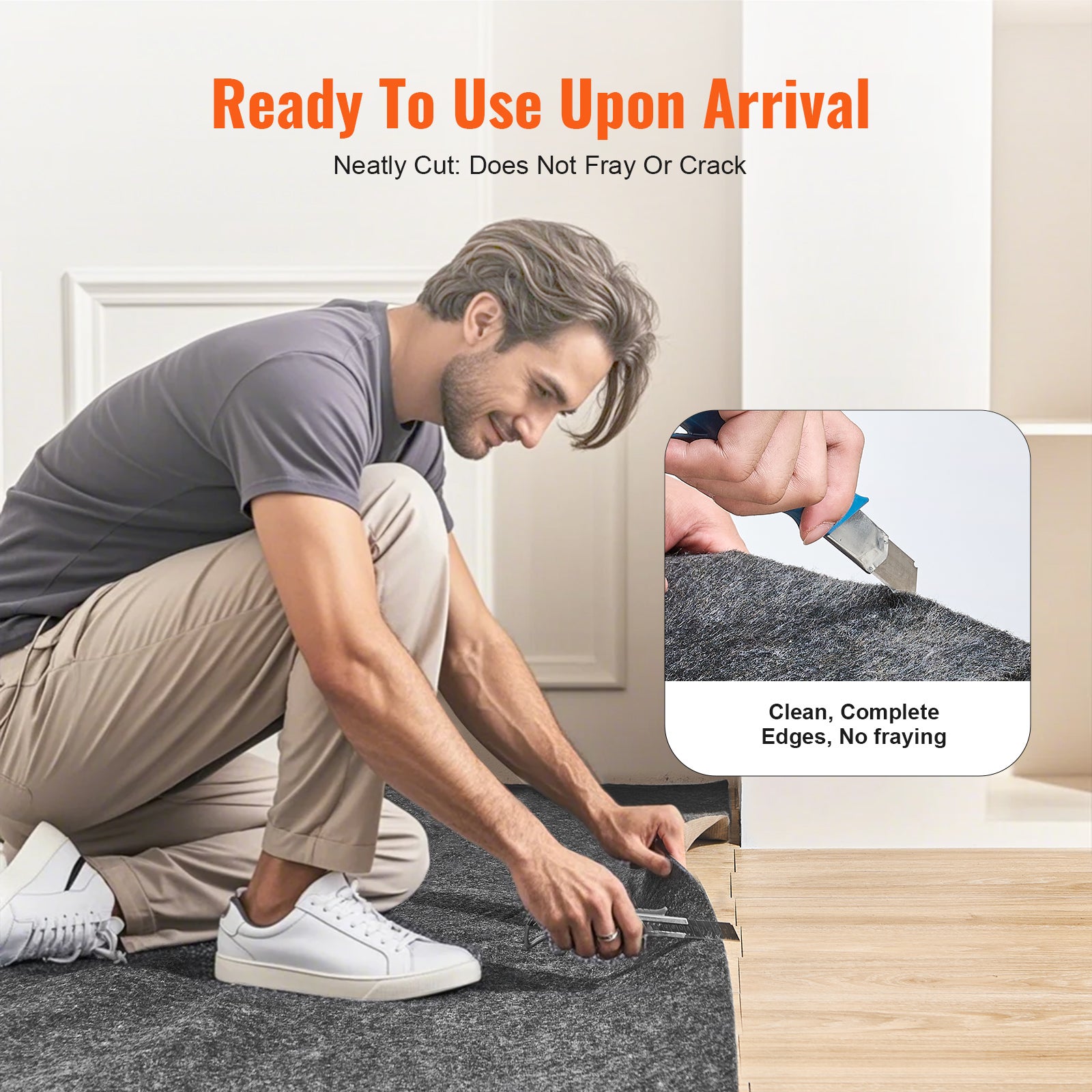 Tapis antidérapant,VEVOR 25 x 94,5 pouces,protecteur de tapis en caoutchouc,0,24 pouce d'épaisseur Tapis antidérapant en feutre double face,1-2㎡ - 5