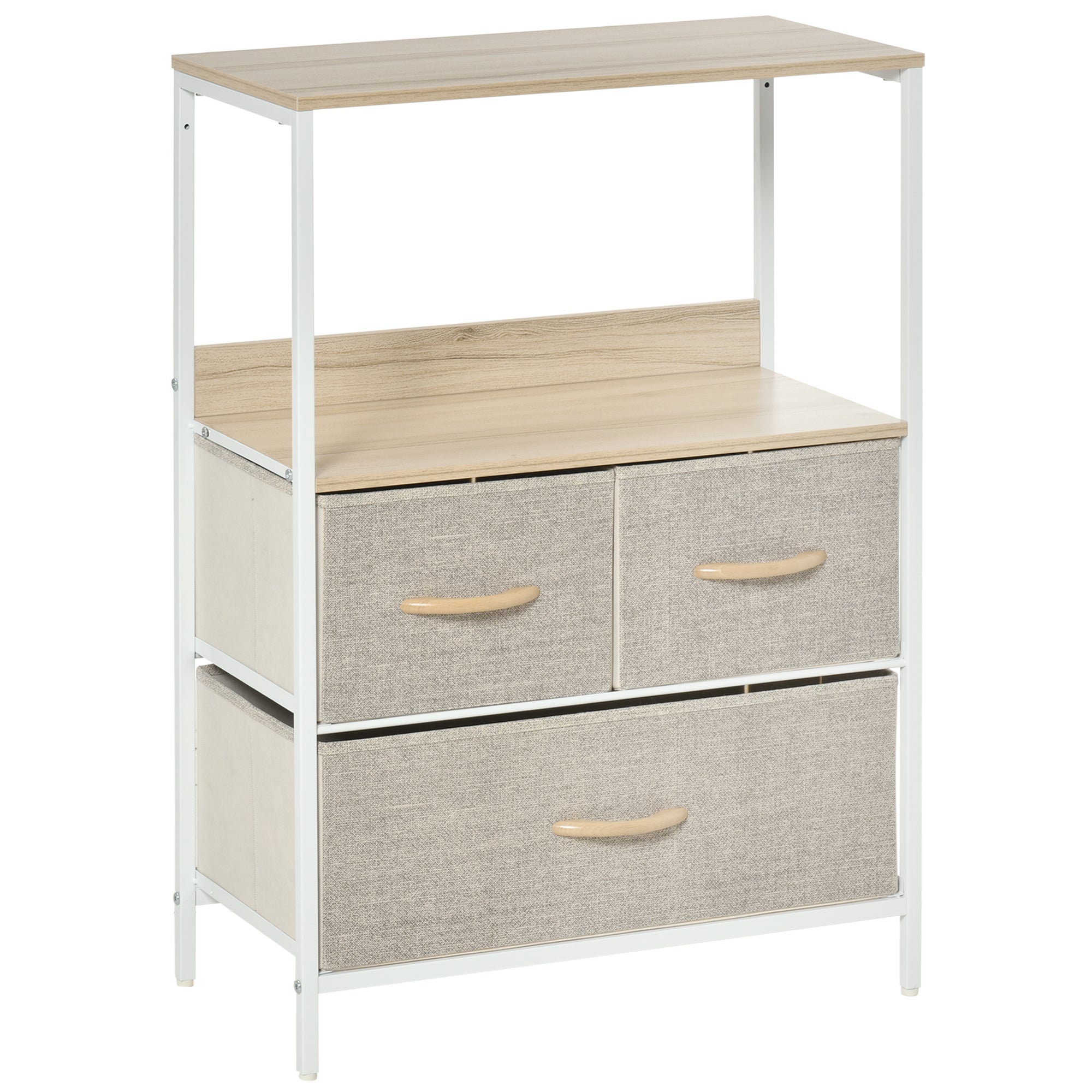 Commode de rangement à 3 tiroirs avec étagères, gris clair, idéale pour ...