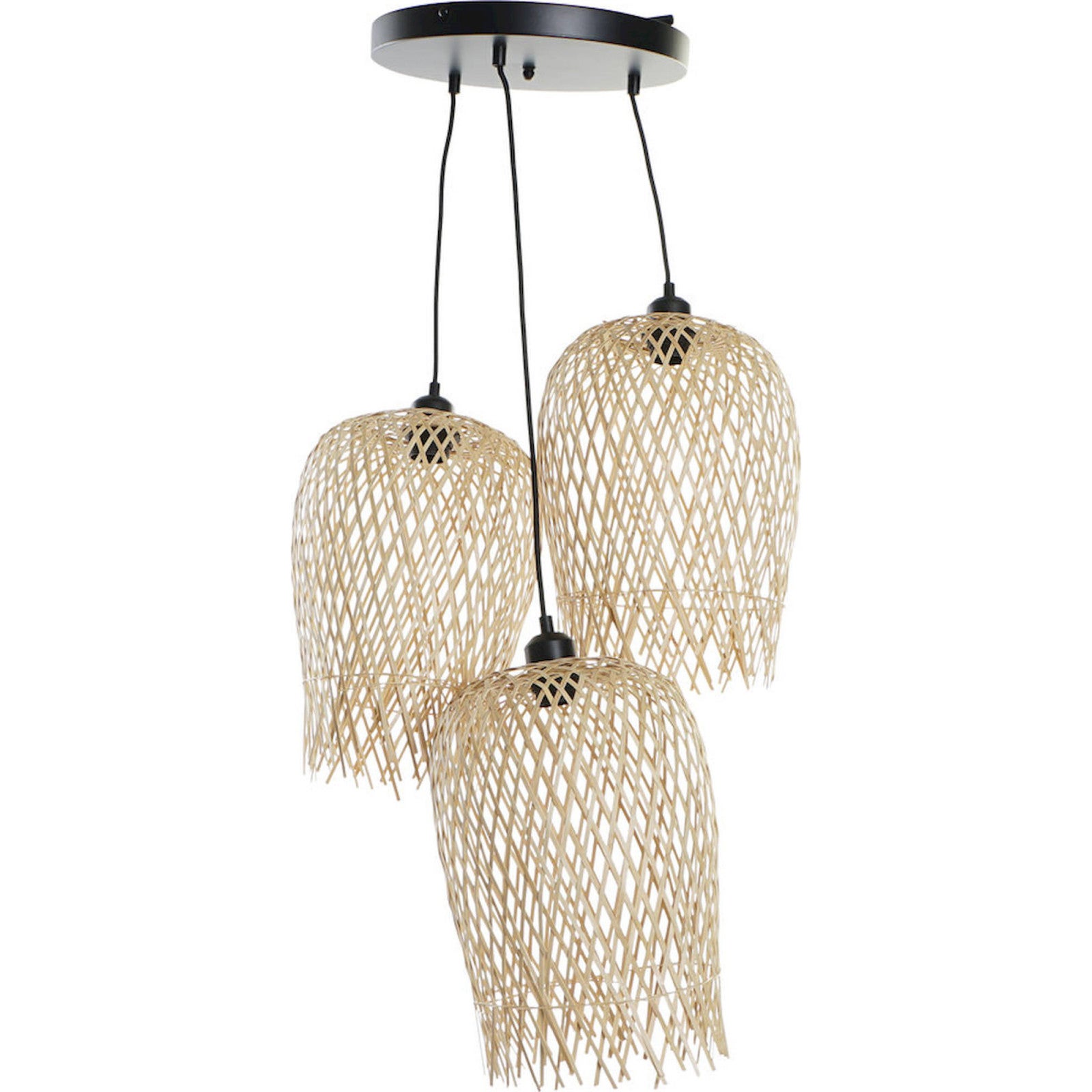 Suspension Luminaire Tess En Bambou & Métal – Ø75 Cm – Style Naturel & Élégant Atmosphera