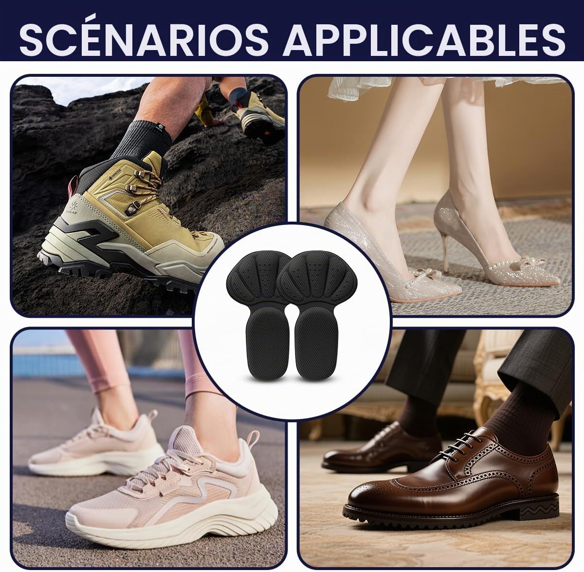 Coussinets De Talon, Lot de 4 Pads Talon en Mousse Épais et Respirant, Anti-Glisse et Anti-Frottement pour Chaussures Trop Grandes, Réducteur Confort - 6