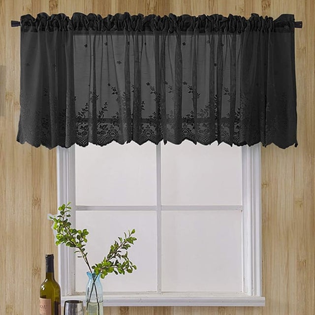1 firanka tiulowa, firanka tiulowa żakardowa, firanka do bistro w stylu wiejskim, bez karnisza (szerokość 130 cm, wysokość 41 cm)