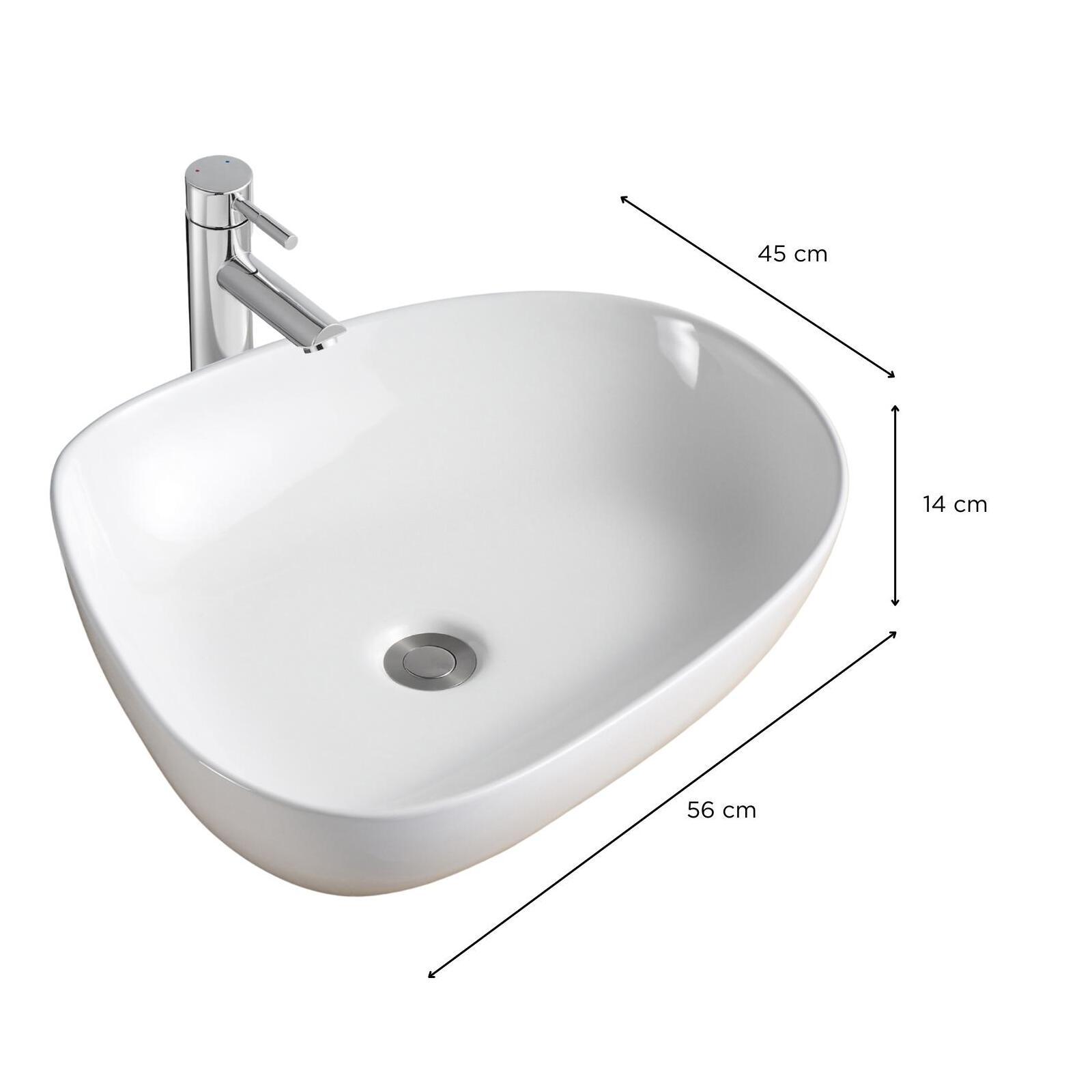 Lavabo da appoggio in ceramica bianca CHARLY ciottolo 56x45cm - 3