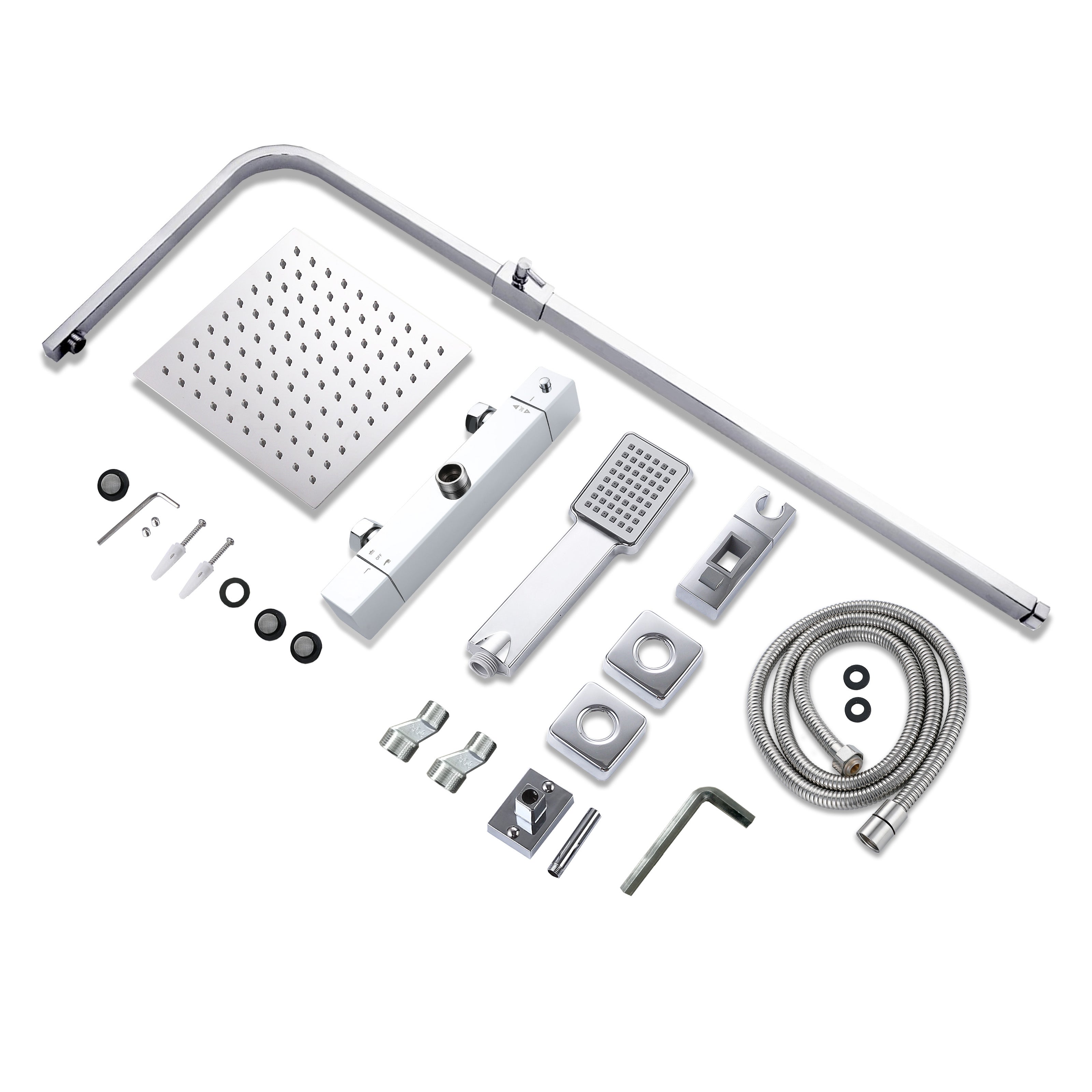 Aica Columna Ducha Termostato Cuadrado 730-1150mm Ducha Lluvia para Baño - 5