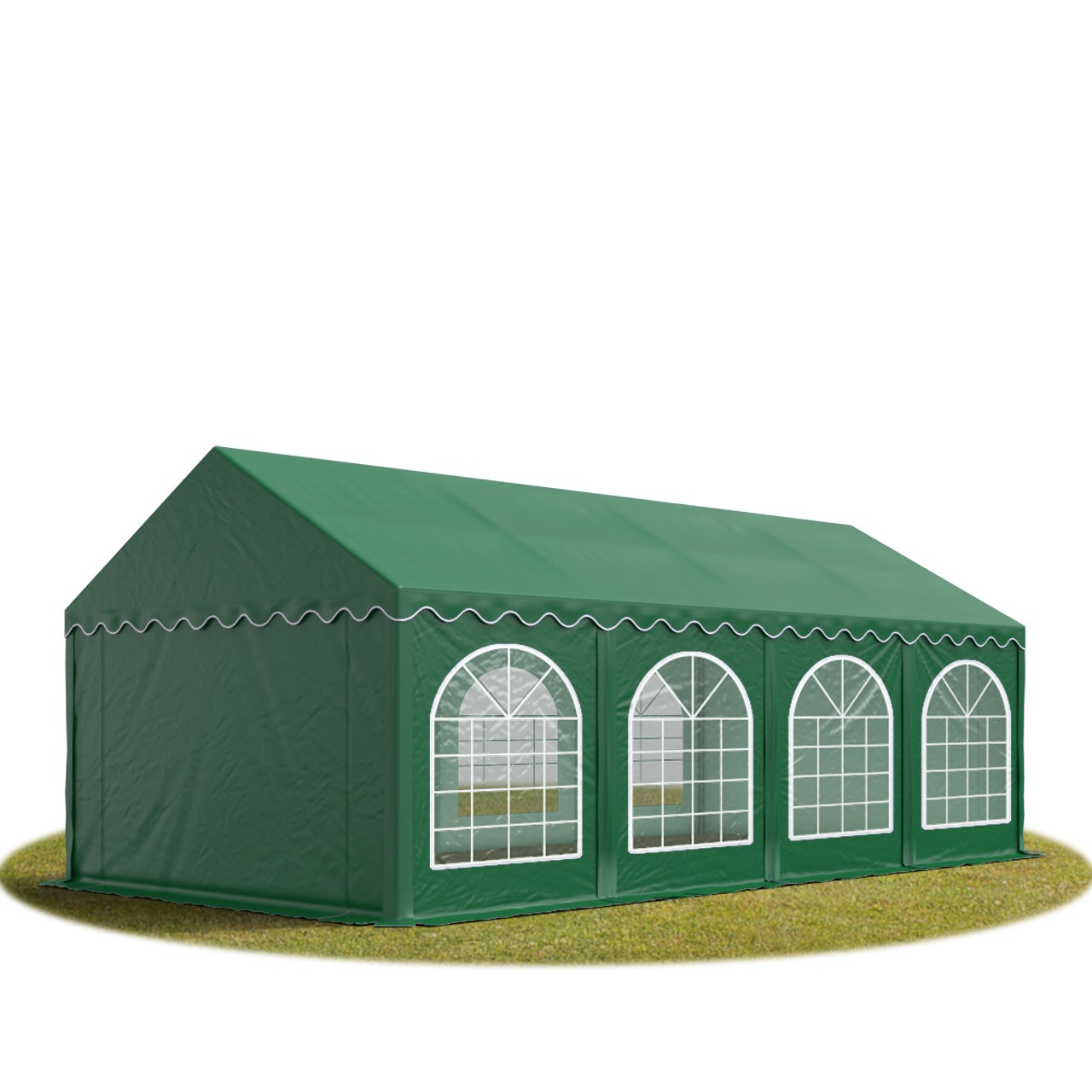 Namiot festynowy imprezowy 4x8 m PREMIUM, wysokiej jakości plandeka PVC 750 N, ciemnozielony, 100% wodoodporny, z ramą podłogową