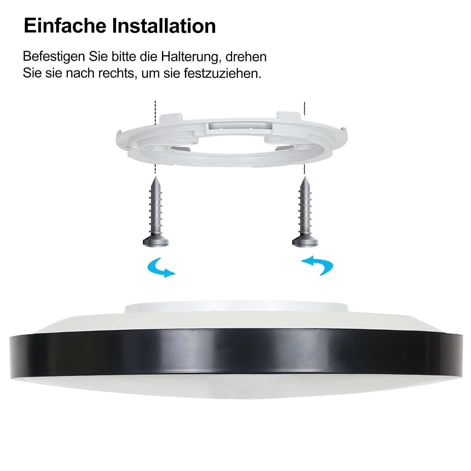 NETTLIFE Plafón LED regulable con mando a distancia 36W lámpara de baño negro IP44 impermeable plano 37cm redondo - 7