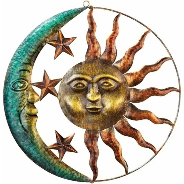 Décoration murale soleil et lune en métal, décoration murale créative avec soleil et lune décoration murale intérieure et extérieure arrière-cour jard