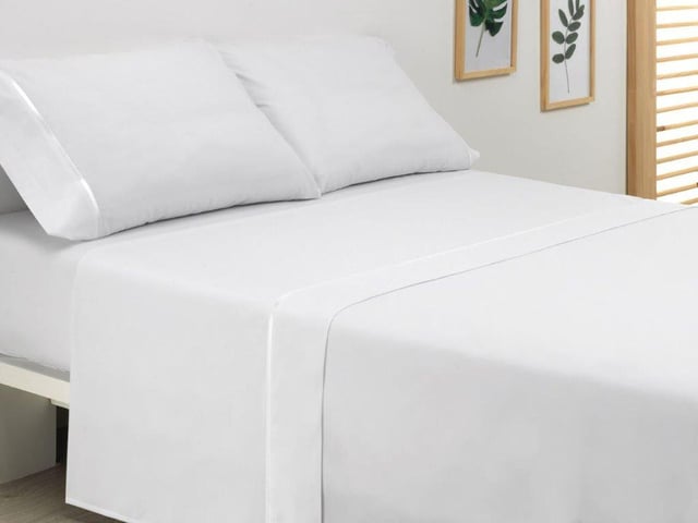 Drap de dessus Festón satin 200 fils blanc pour lit de 180 cm
