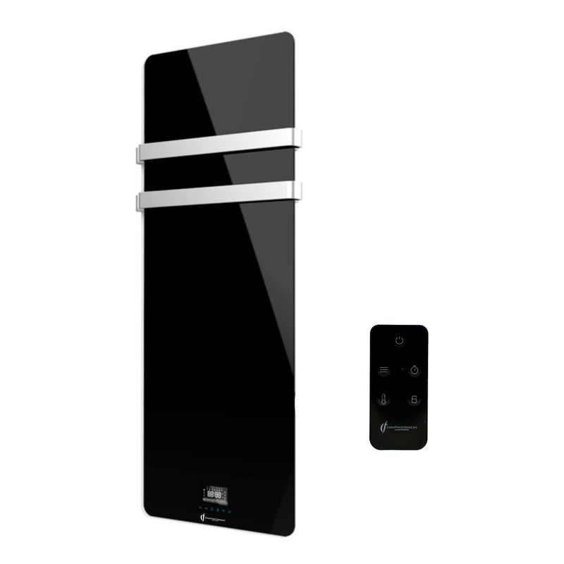 Elektryczny suszarka do ręczników szklana ścienna Omiros Sannover 850 W czarna