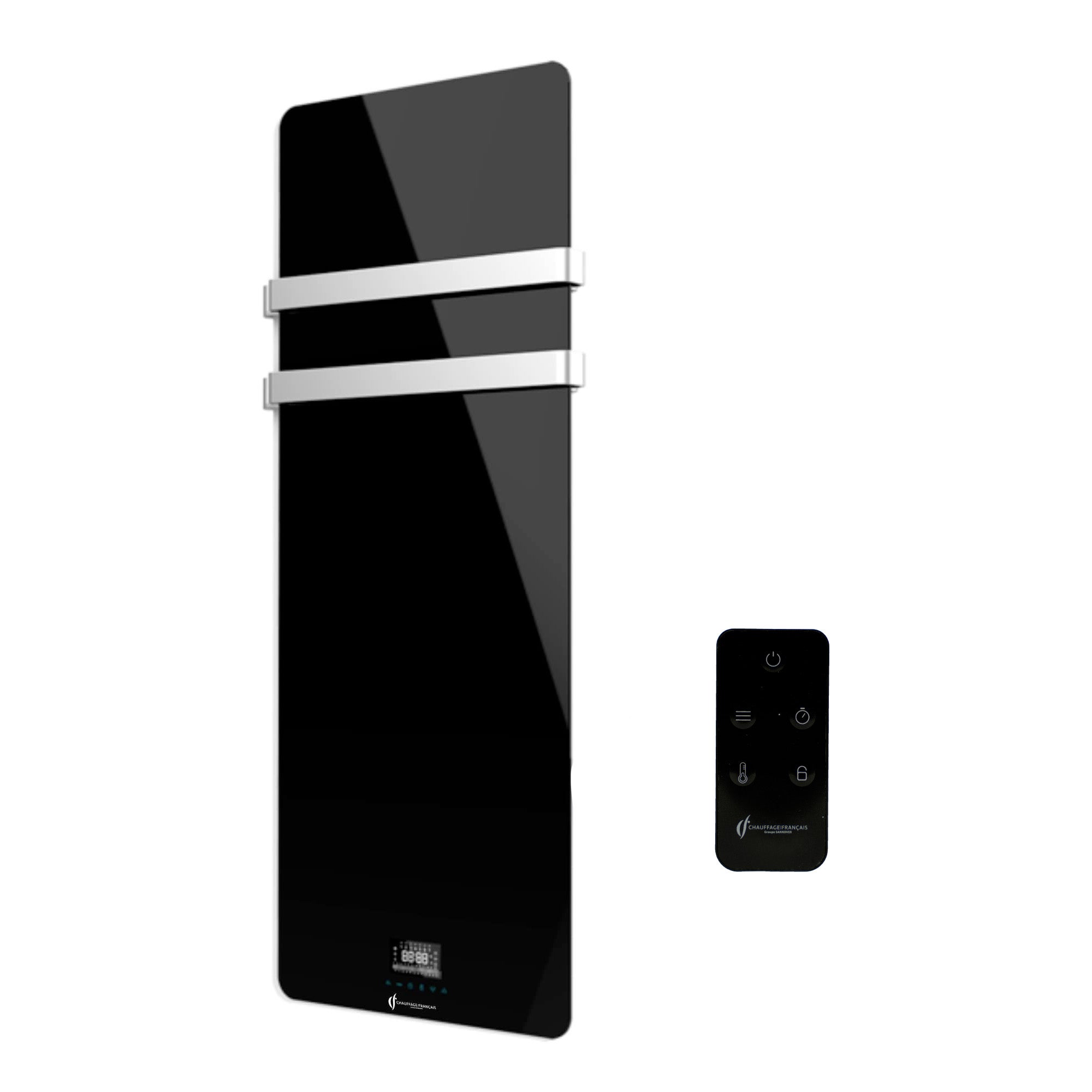 Elektryczny suszarka do ręczników szklana ścienna Omiros Sannover 850 W czarna