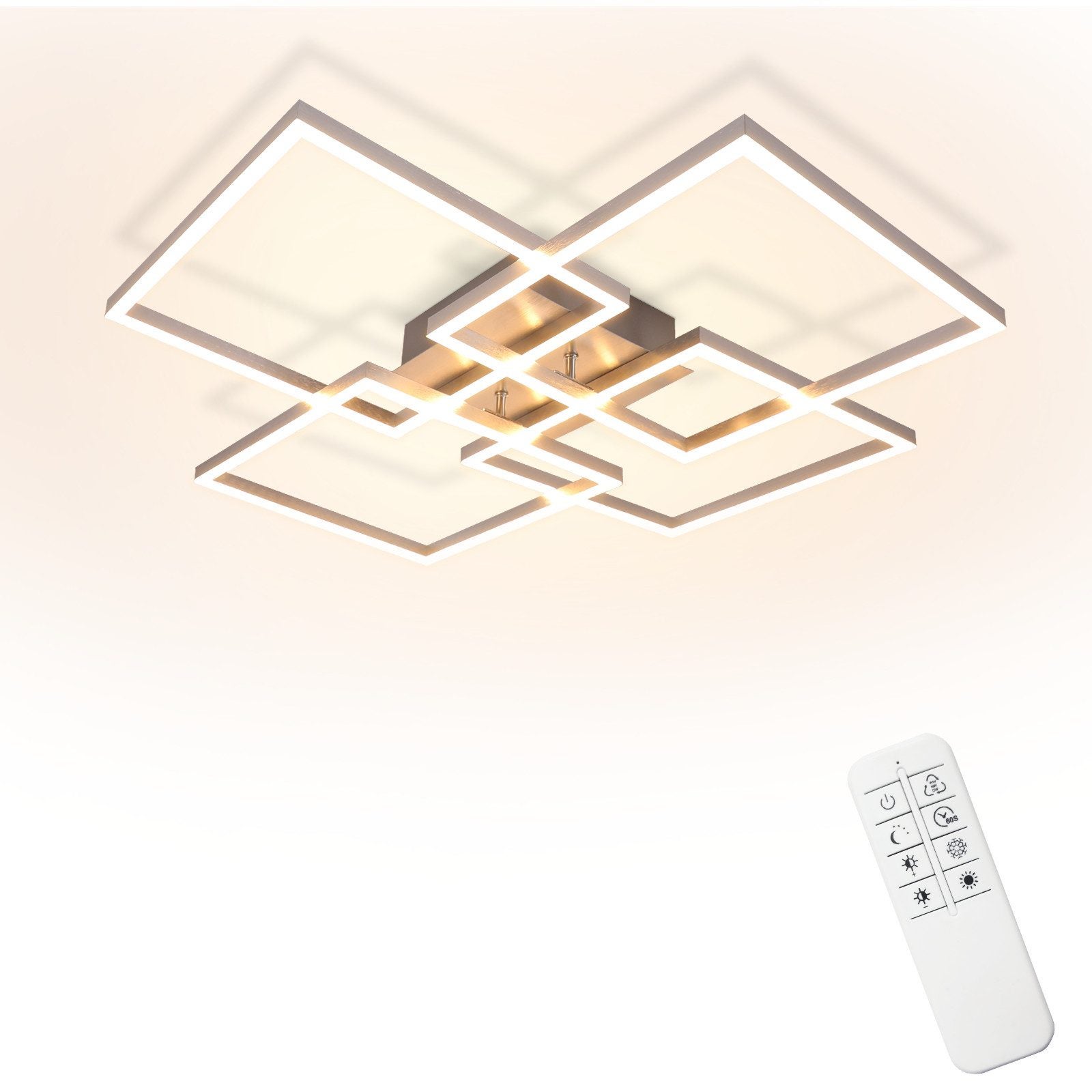 ZMH Ściemnialna srebrna geometryczna lampa sufitowa LED do sypialni 64 cm 36 W do salonu - 9
