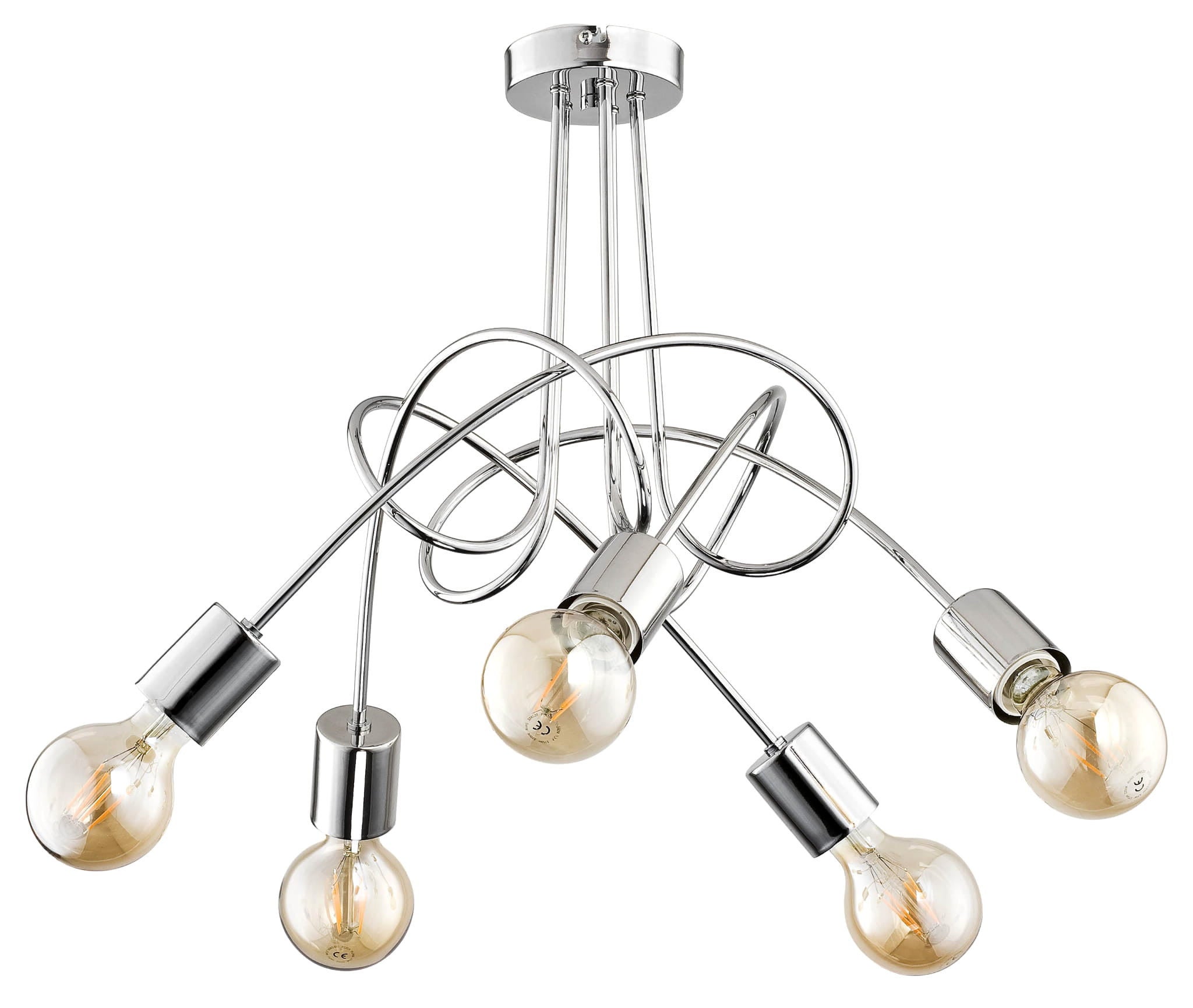 Lampa wisząca Tango chromowana 5xE27x60W wym: 41 x 50 x 50 cm metal Alfa