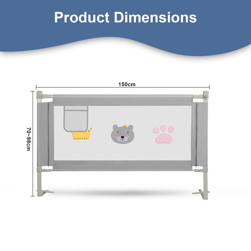 Barrière de lit barrière de protection de lit pour enfant pour bébé barrière de sécurité pour lit enfant 150cm - 2