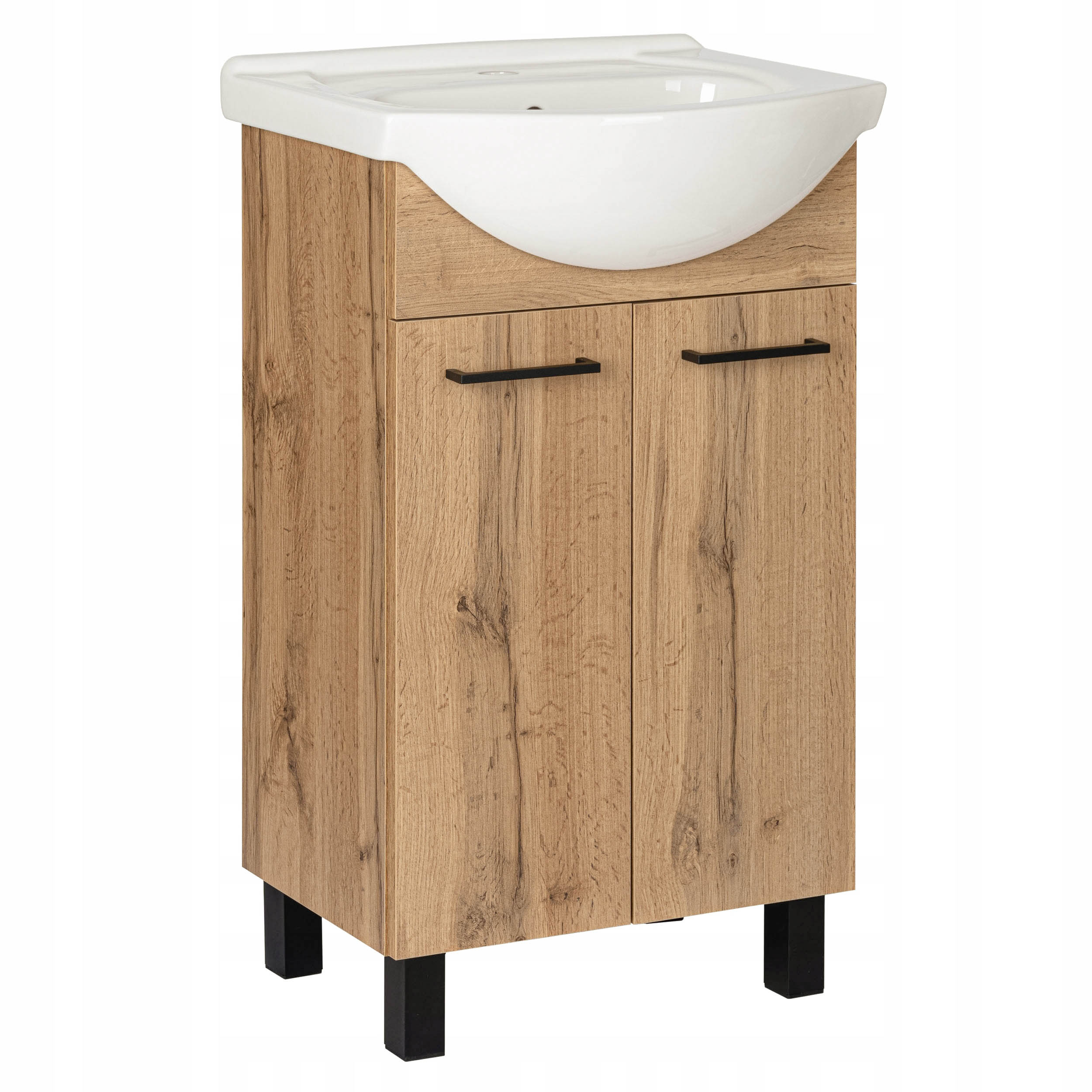 Szafka łazienkowa z umywalką stojąca pod umywalkę dąb wotan loft 50 cm