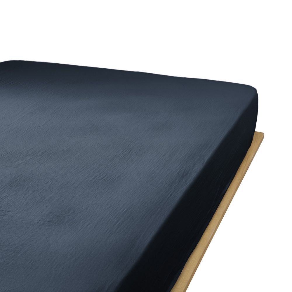 Drap housse 180x200 cm en Gaze de coton Minuit - 2