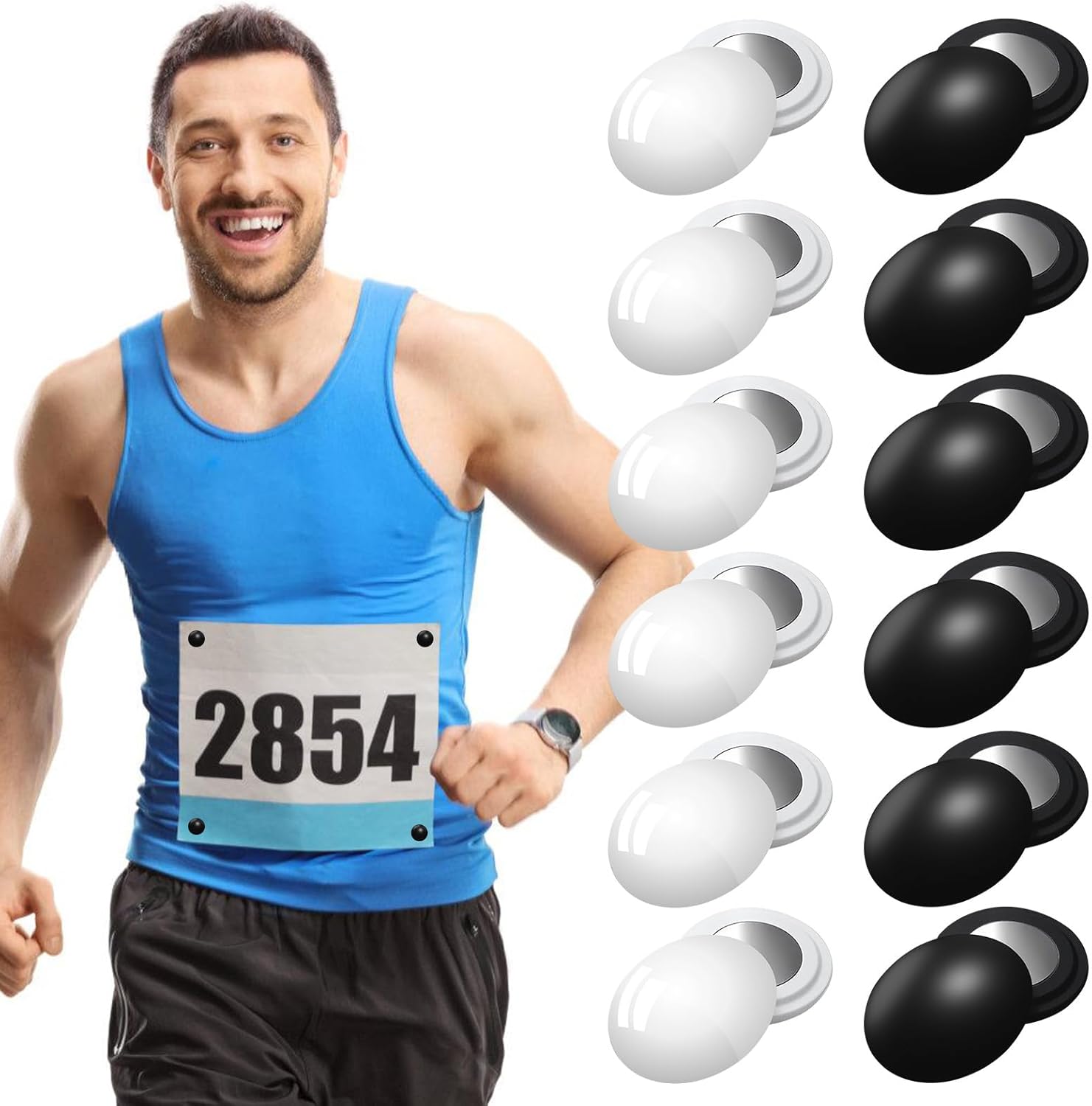 12 Pièces Aimants pour Dossards De Course, Aimants Dorsaux Running ...