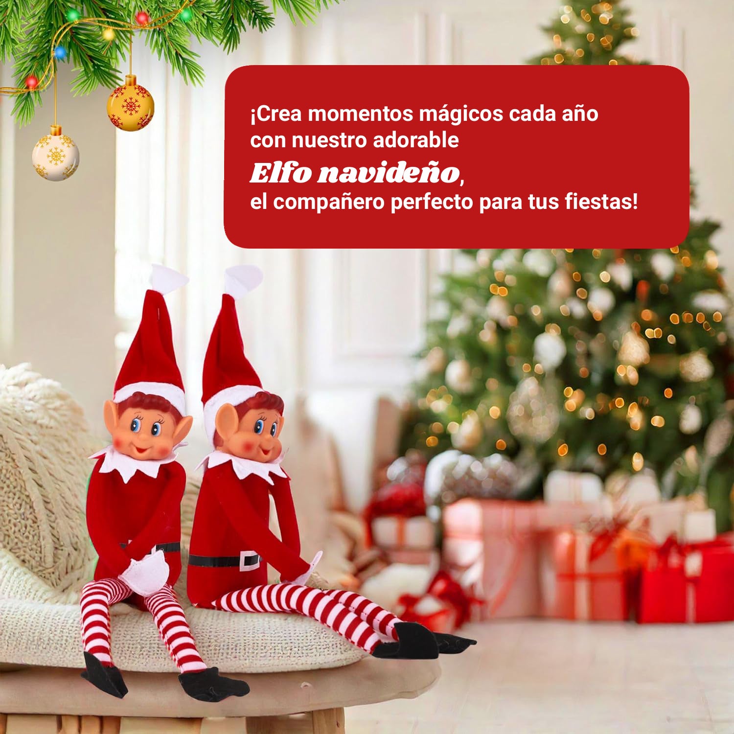 Elfo de Natal Papai Noel Perna Longa Vinil Macio Elfo com Chapéu de Elfo Grande 62 cm - 3