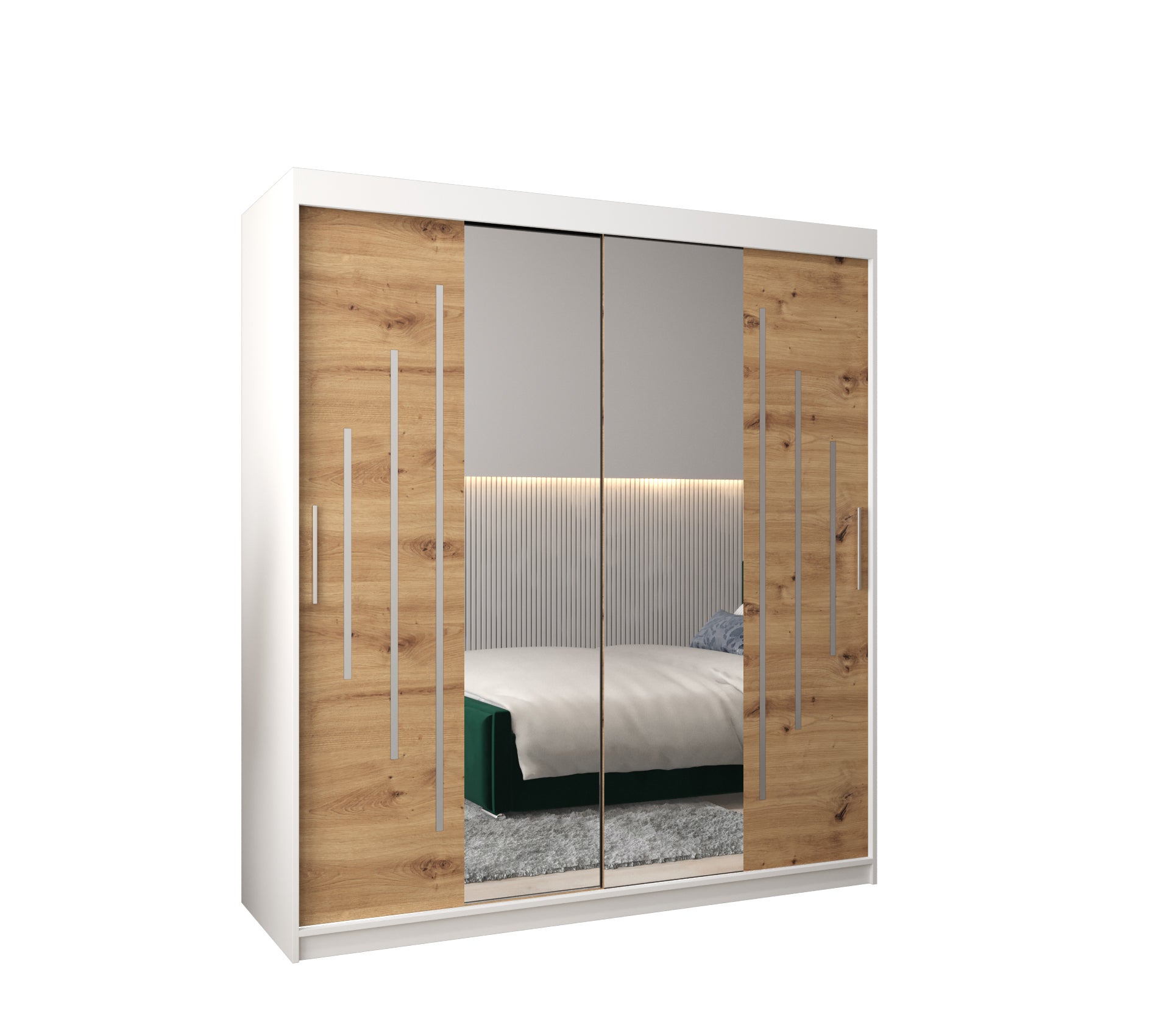 Szafa przesuwna garderoba York 1 180 x 62 x 200 cm Biały + Artisan - Abiks Meble