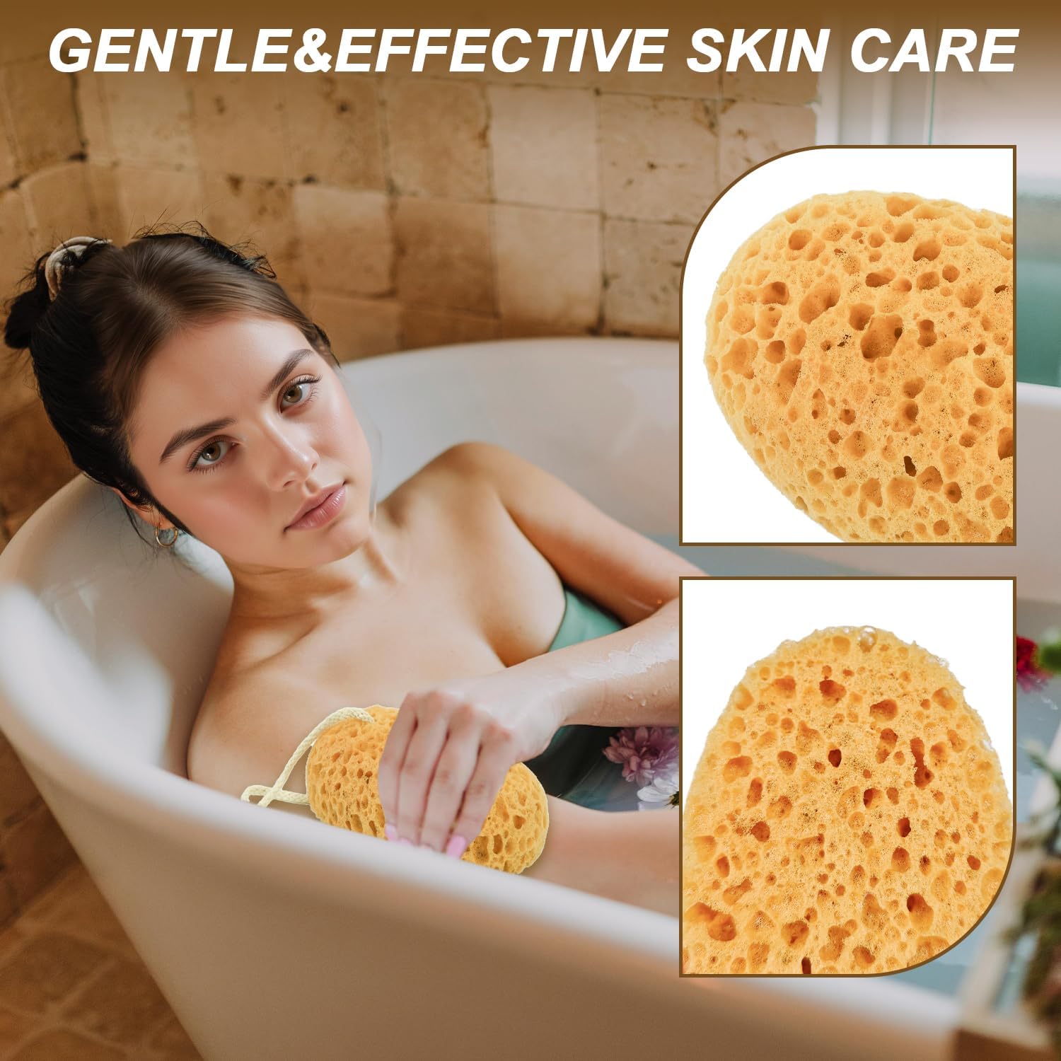 spugne da bagno, spugna grande e morbida a nido d'ape, spugna per bambini in schiuma densa per adulti e bambini, pulizia delicata (giallo 1) - 3