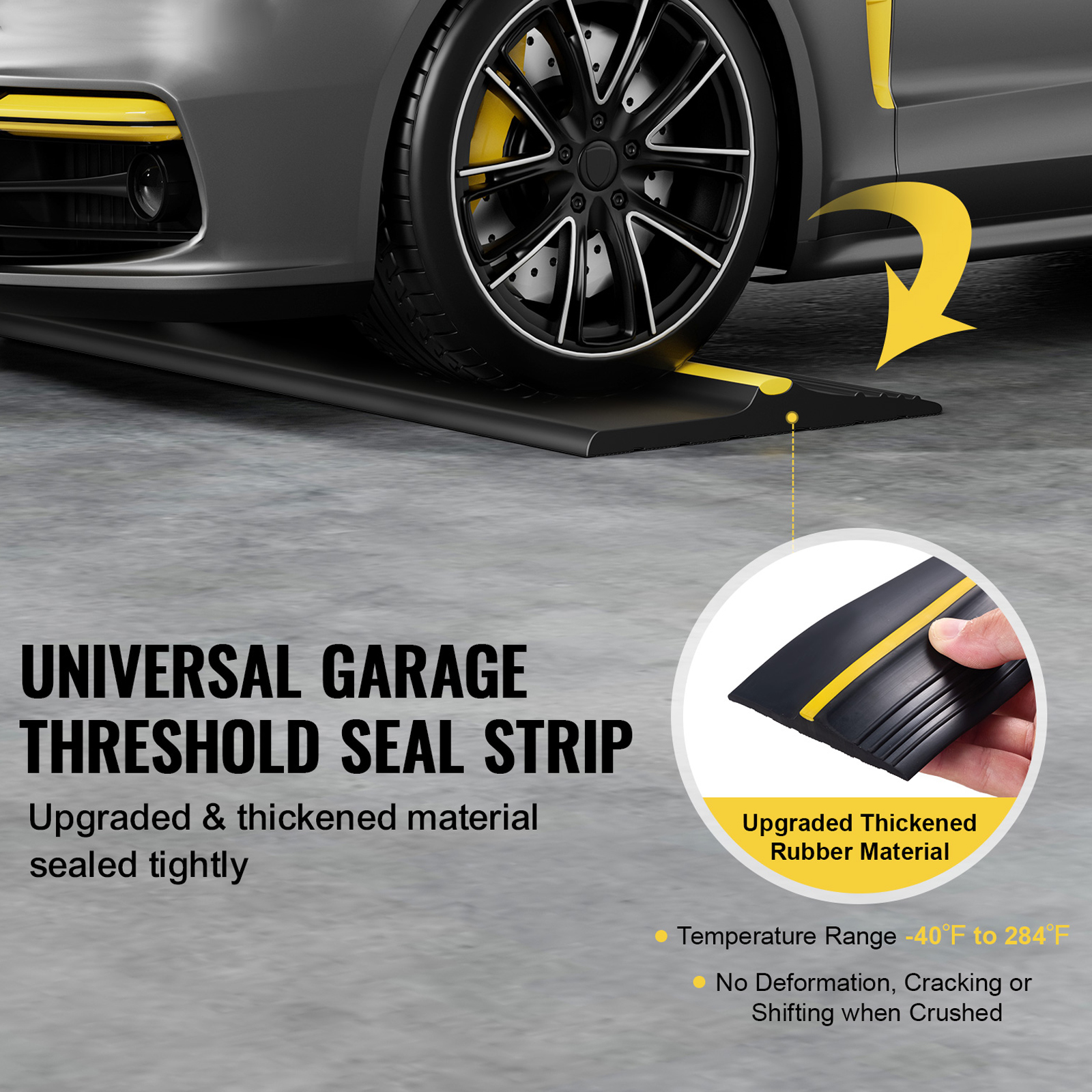 Bande d'Étanchéité SucceBuy de Seuil de Porte de Garage 3 M, Universelle, Résistante aux Intempéries, Noire - 4