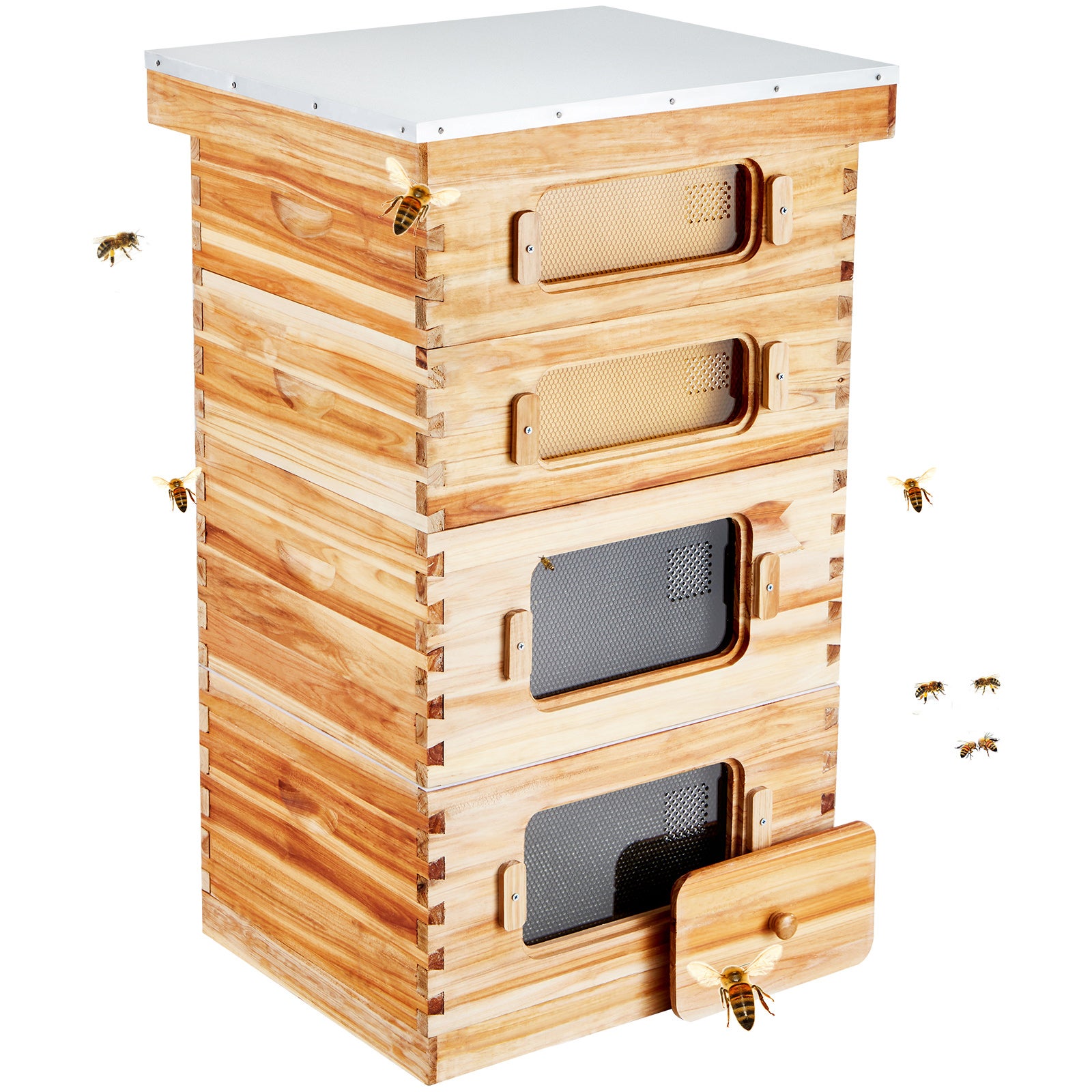 Kit inicial para colmeia SucceBuy 40 quadros, madeira de cedro revestida com cera de abelha, 2 caixas profundas + 2 médias, modelo Langstroth - 3