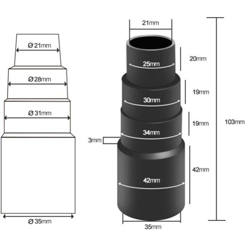 3 Pièces Adaptateur Aspirateur, Adaptateurs Tuyau Aspirateur, Pour Connecteur de Tuyau D'aspirateur Universel (20MM-35MM) - 3