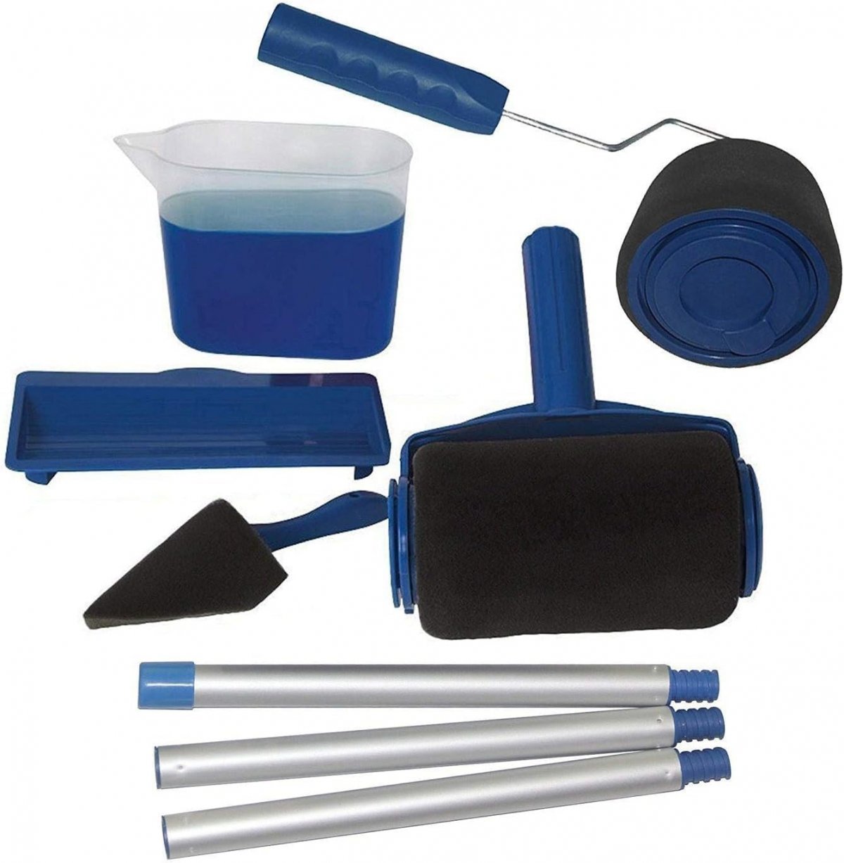Rouleau à peinture avec réservoir anti-goutte rechargeable, poignée extensible, accessoire de peinture, kit complet 200 pièces - 4
