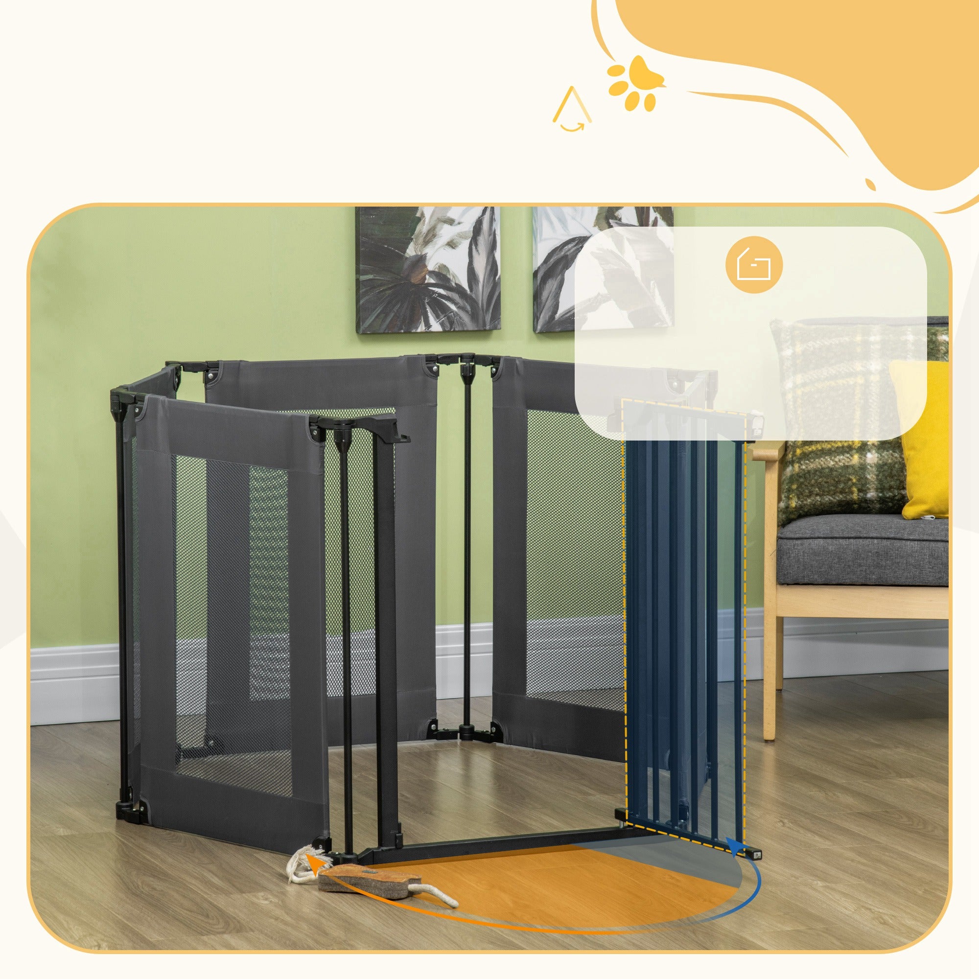 Parque para Animais de Estimação PawHut Cinzento Aço, ABS e Tecido Oxford 117x103x74cm - 4