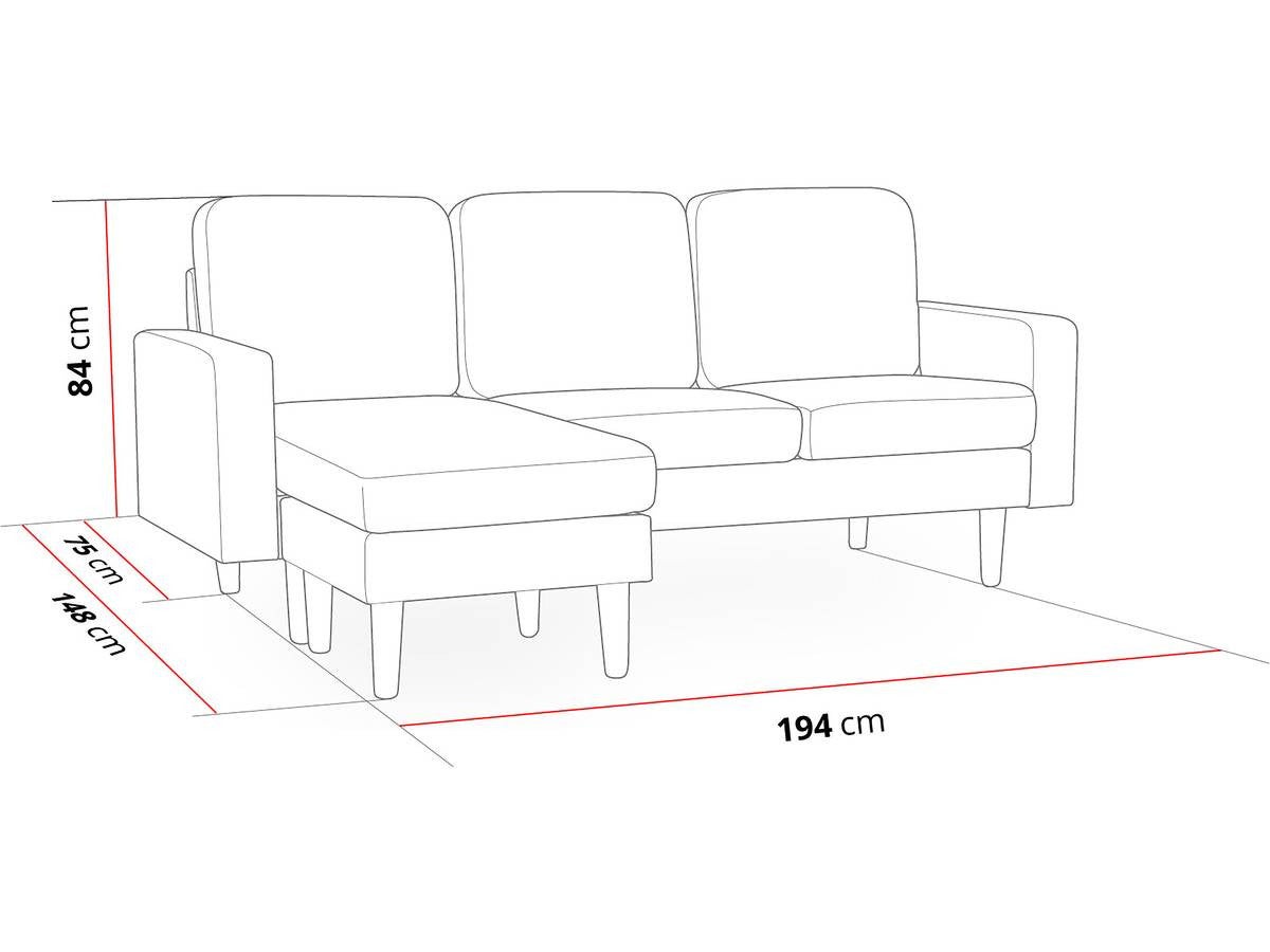Sofá esquinero en tela 
